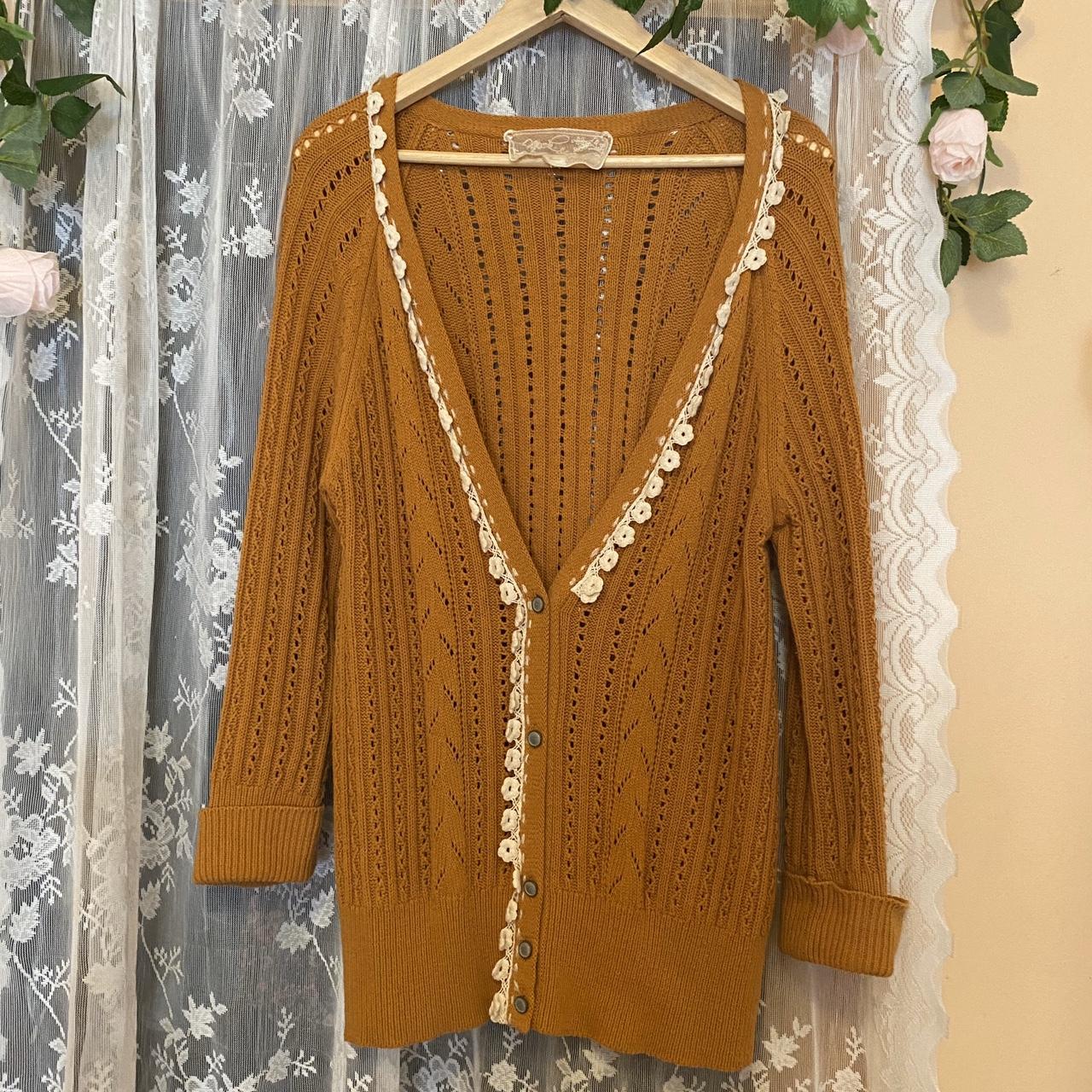 SOLD adorable mustard yellow cable knit cardigan... Depop