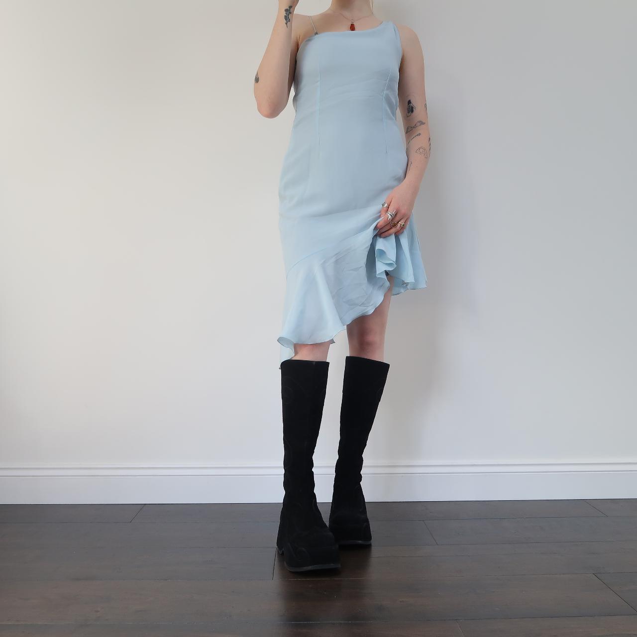 Y2K asymmetric dress Dreamy Y2K baby blue asymetric... - Depop