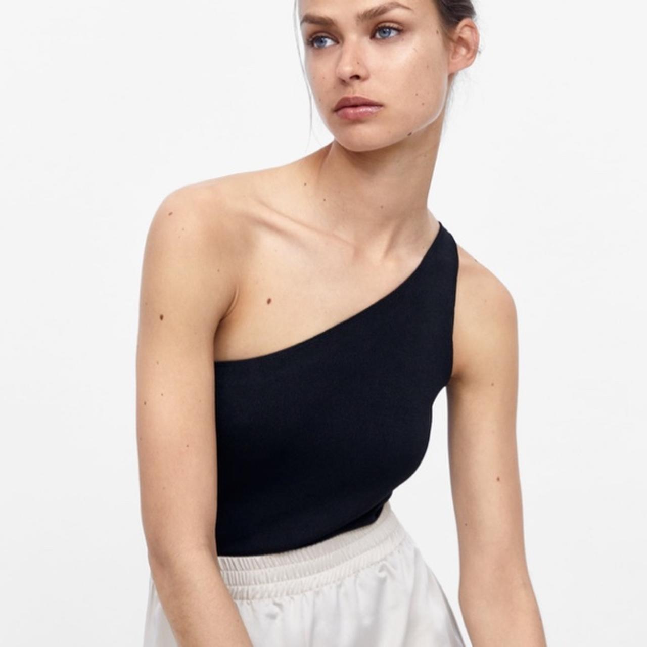 zara black one shoulder bodysuit