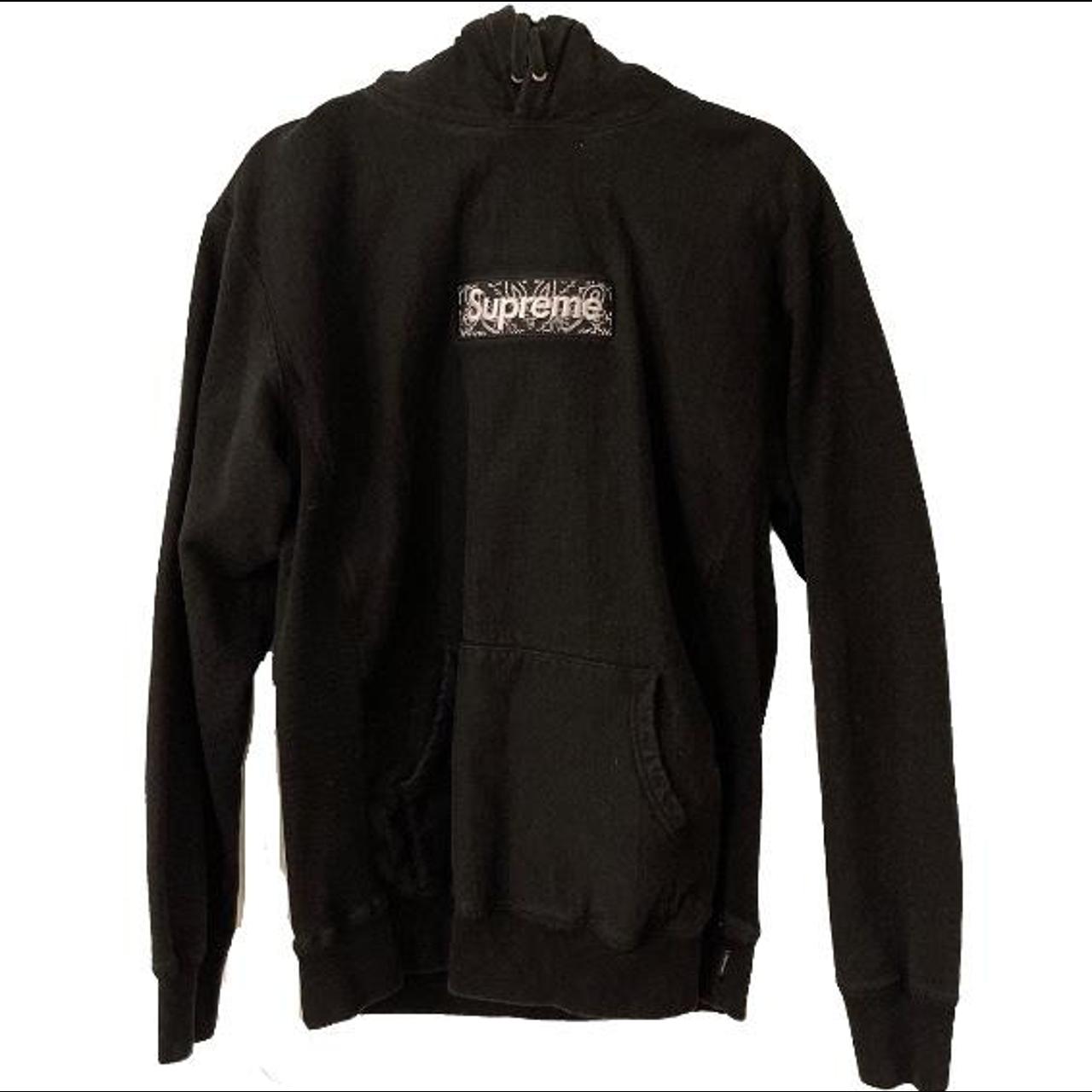 supreme black/white bandana box logo hoodie FW19,... - Depop