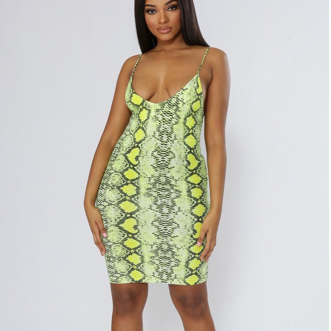 lime green snakeskin dress