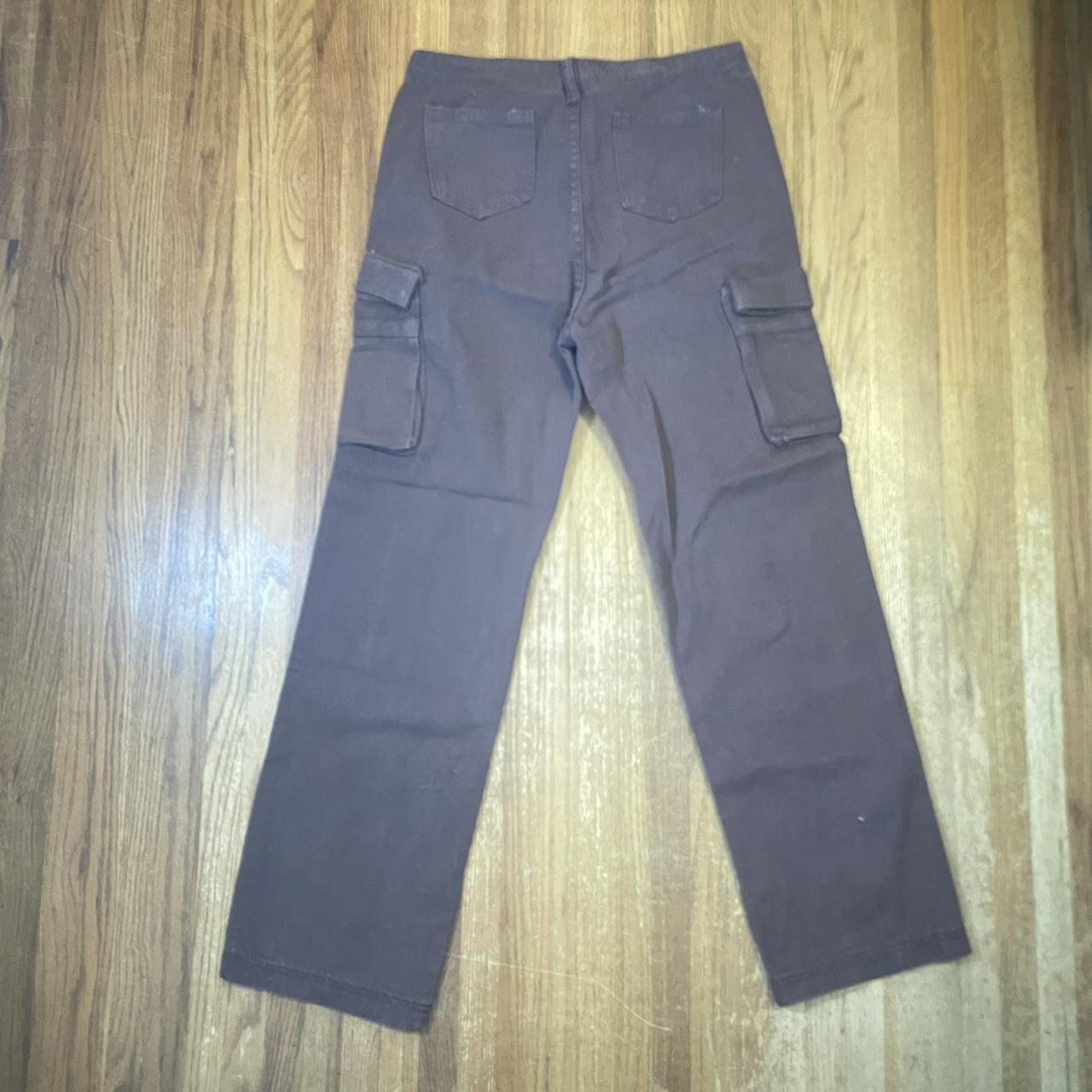 y2k brown low rise flare cargo pants women’s medium... - Depop