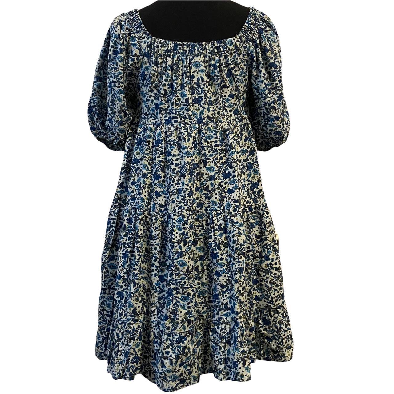 Wild Fable Blue Floral Puff Sleeve Mini Dress XS.... - Depop