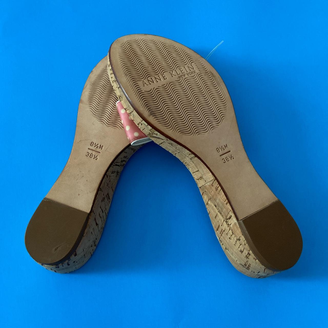 Vintage Anne Klein cork wedge slip on sandals with... Depop