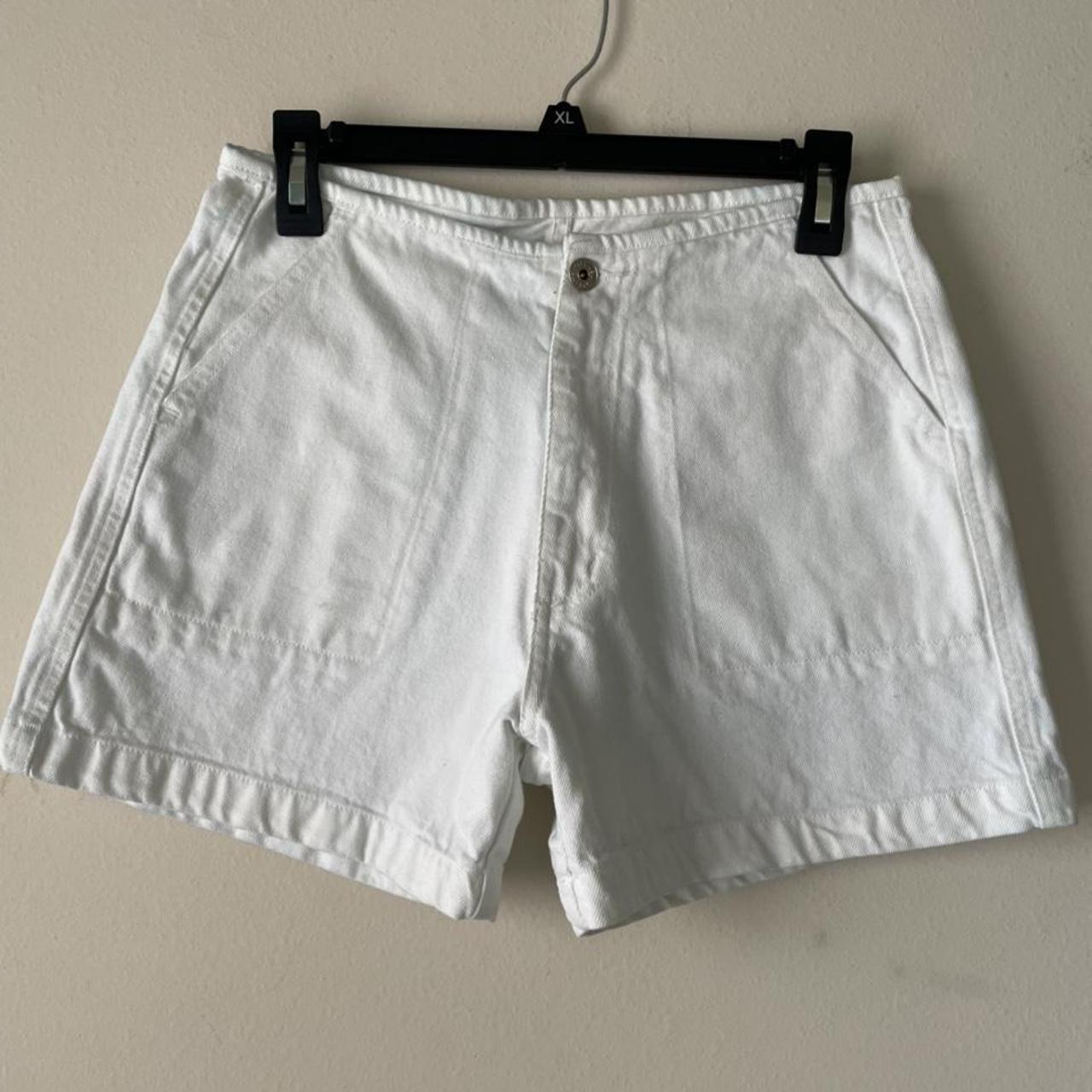 Perfect pair of sturdy mid-rise white denim shorts.... - Depop