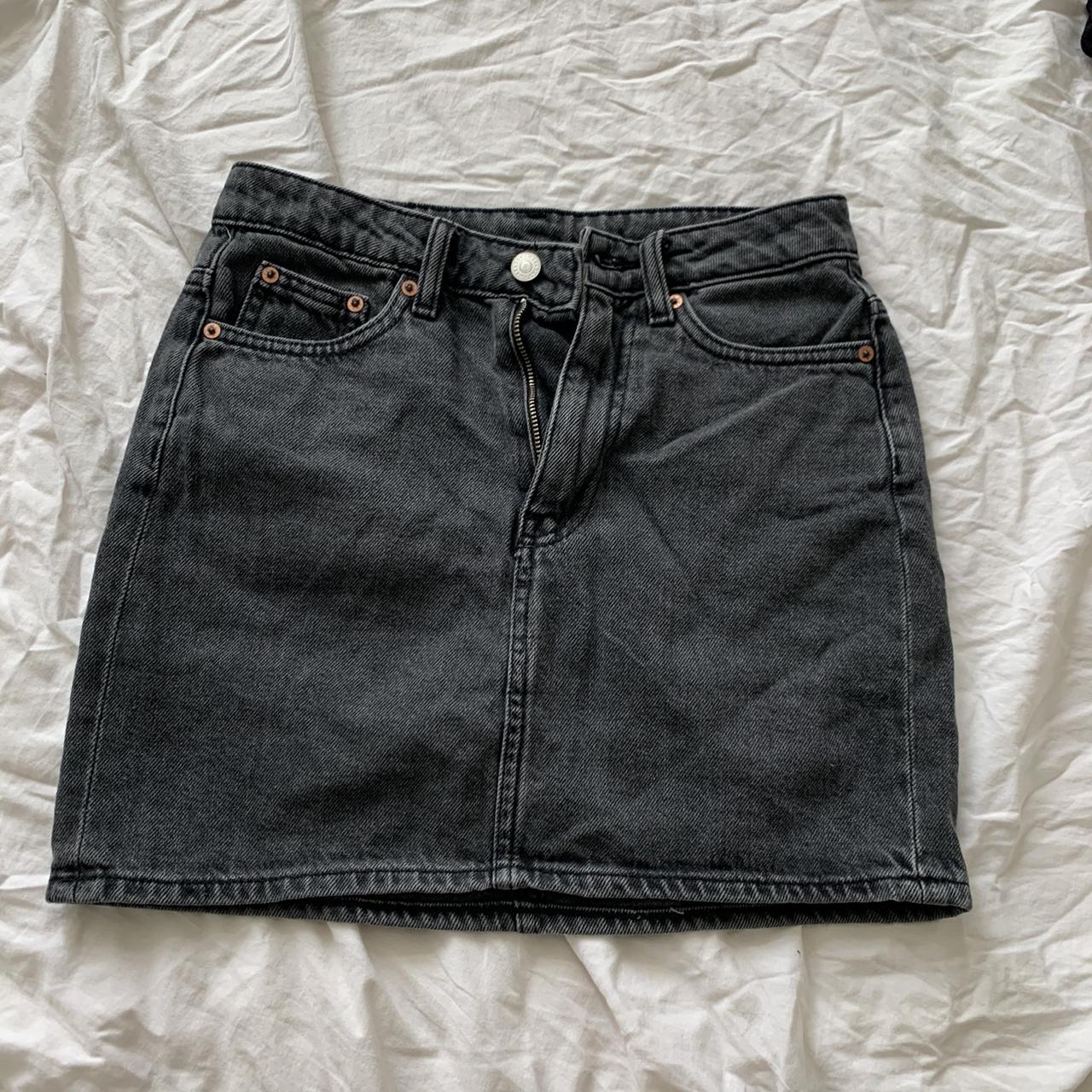 Washed black weekday denim skirt from ASOS only been... - Depop