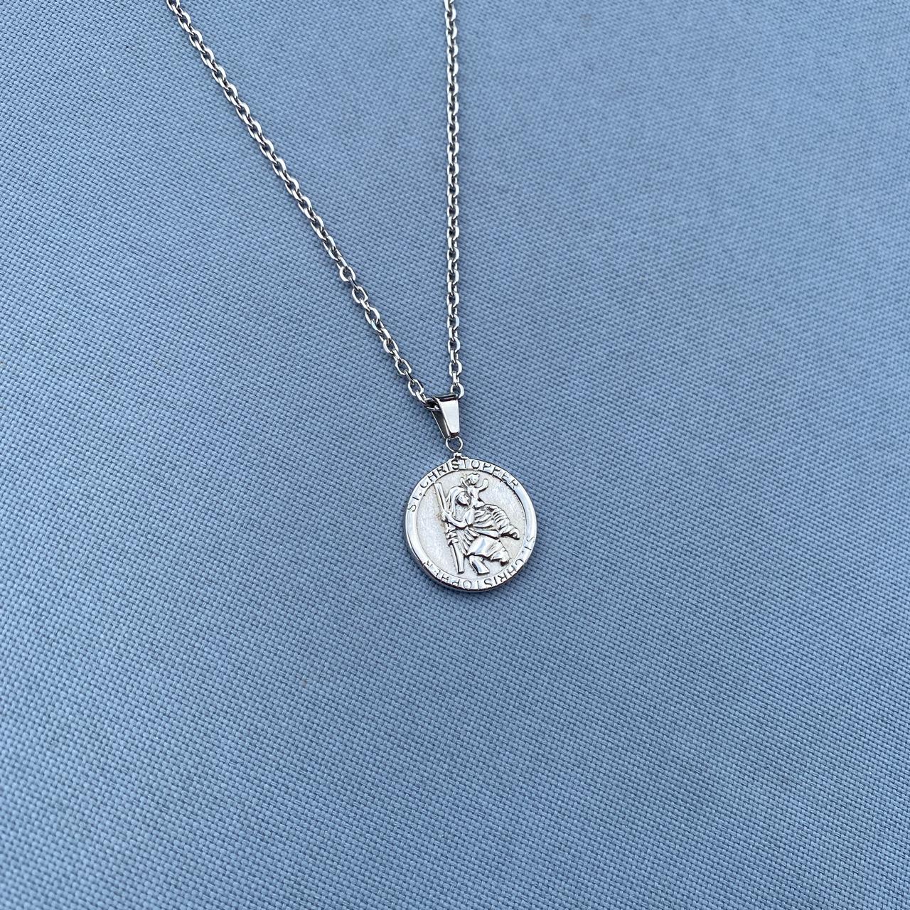 Silver St Christopher Pendant Mens & Women’s Unisex... - Depop