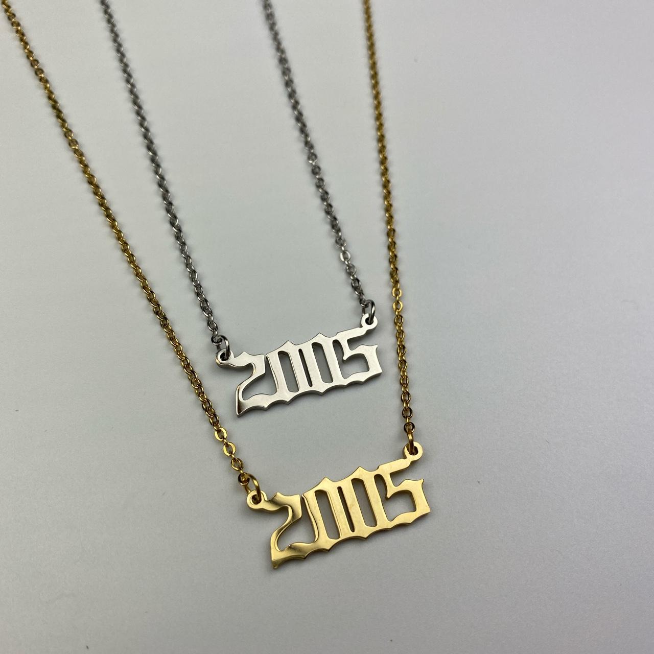 Old english year on sale necklace