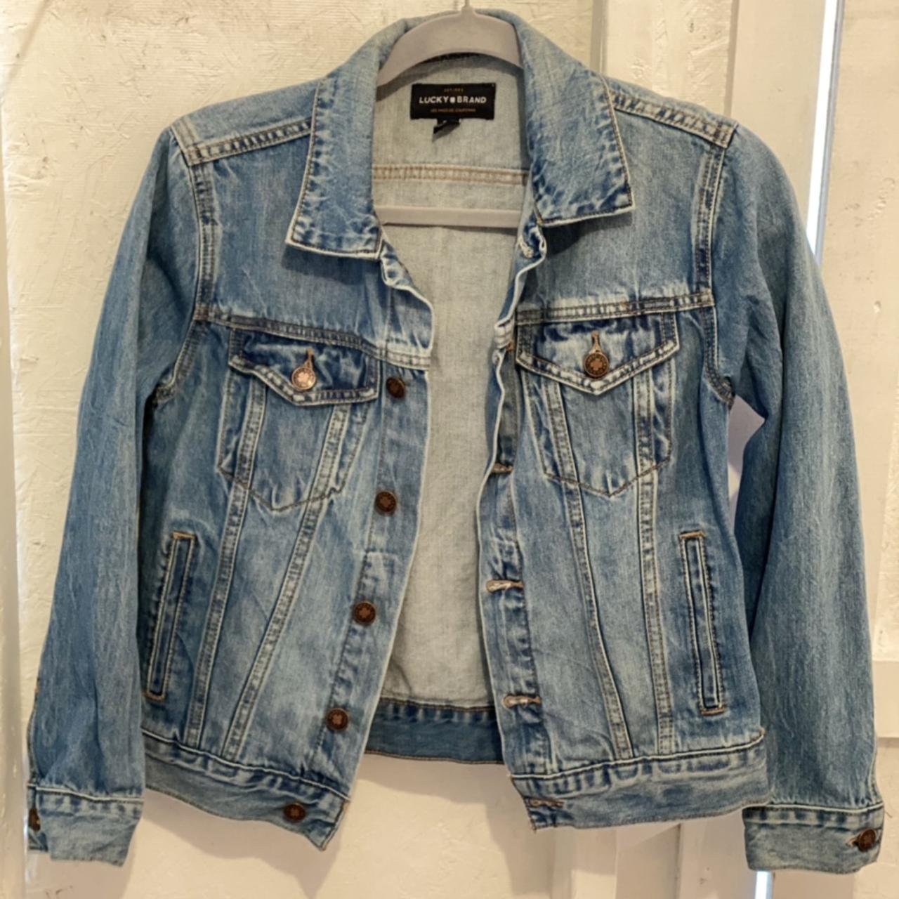 Custom painted Lucky Brand denim jacket -still in... - Depop