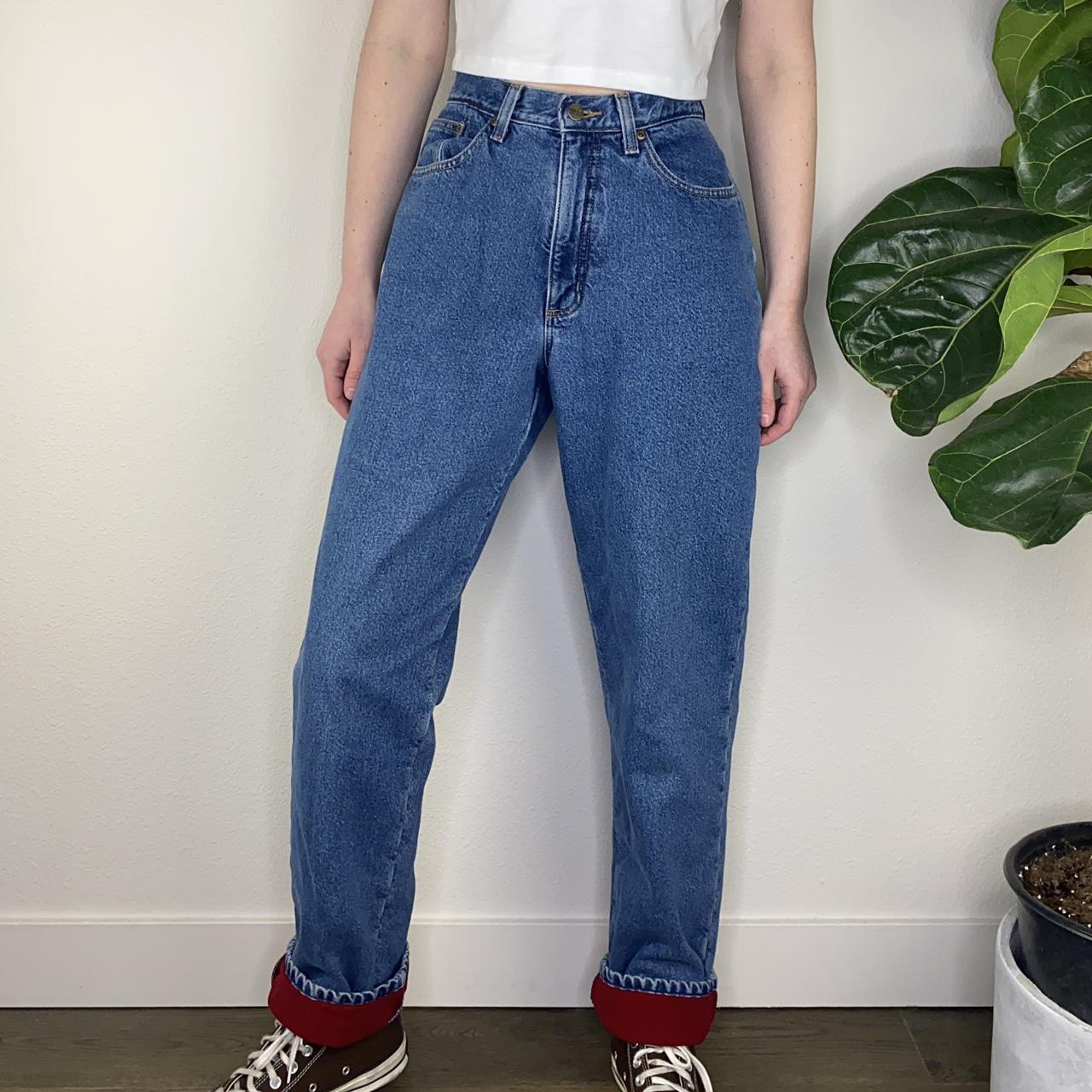 Vintage LL Bean fleece lined blue jeans! High... Depop