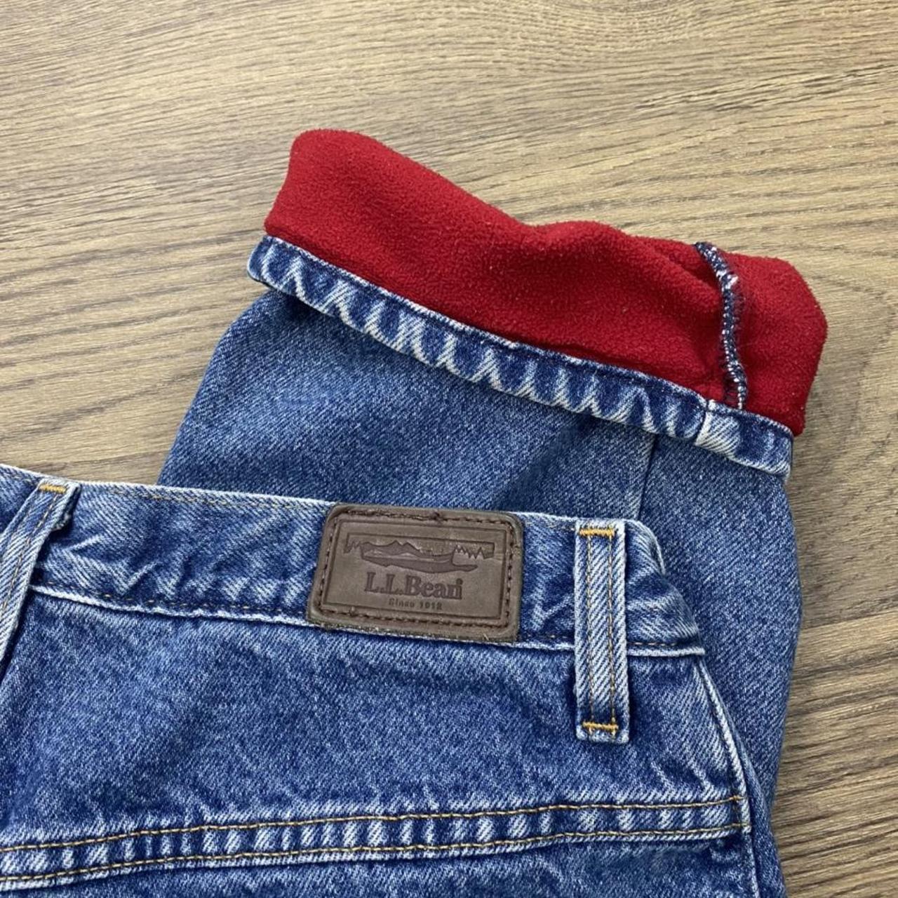 Vintage LL Bean fleece lined blue jeans! High... Depop