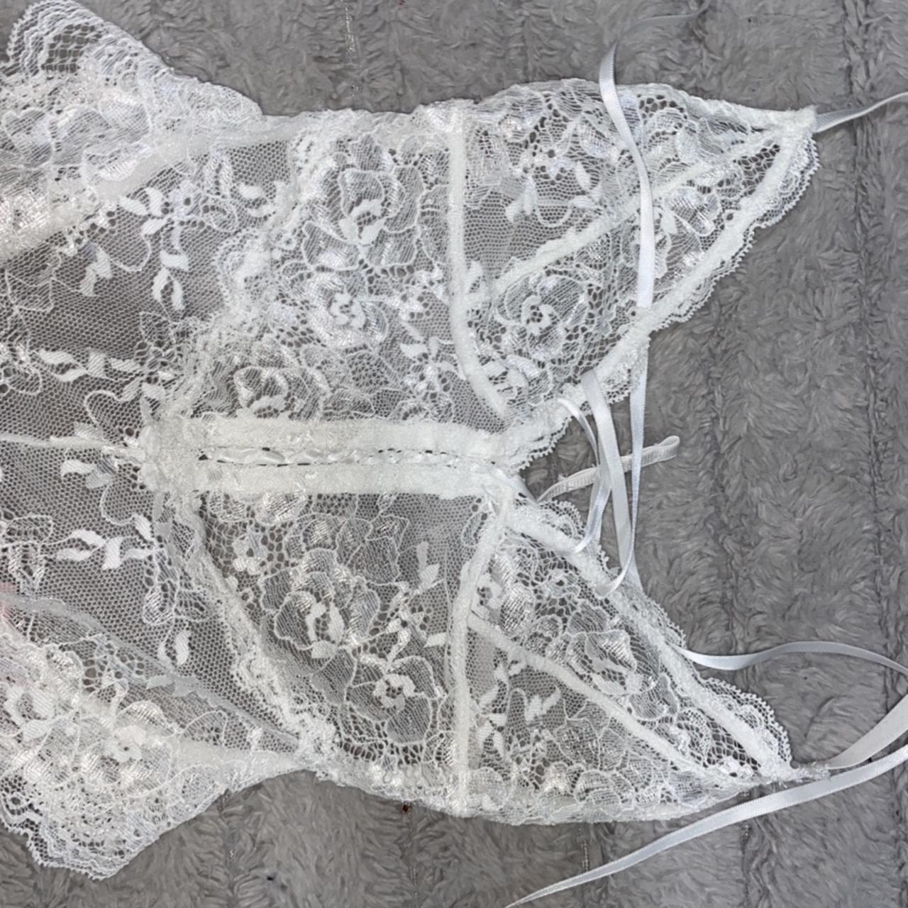 Missy empire lace white bodysuit/lingerie! 😈😈😈 Never... - Depop