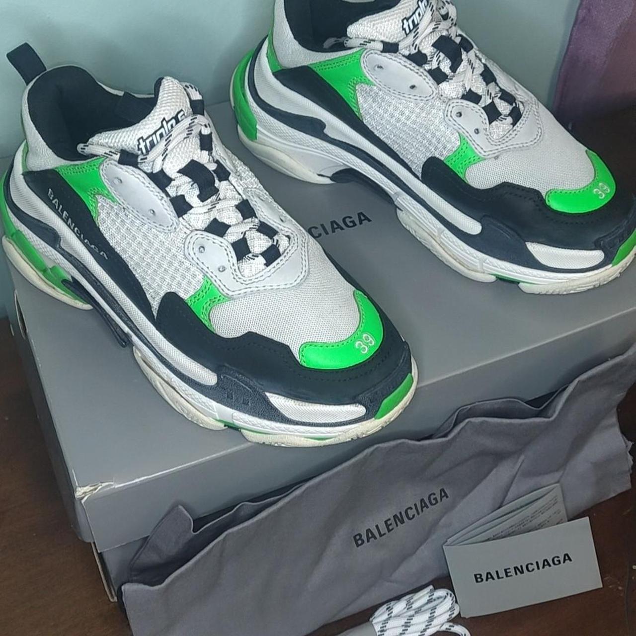 AUTHENTIC Balenciaga black, white and lime... - Depop
