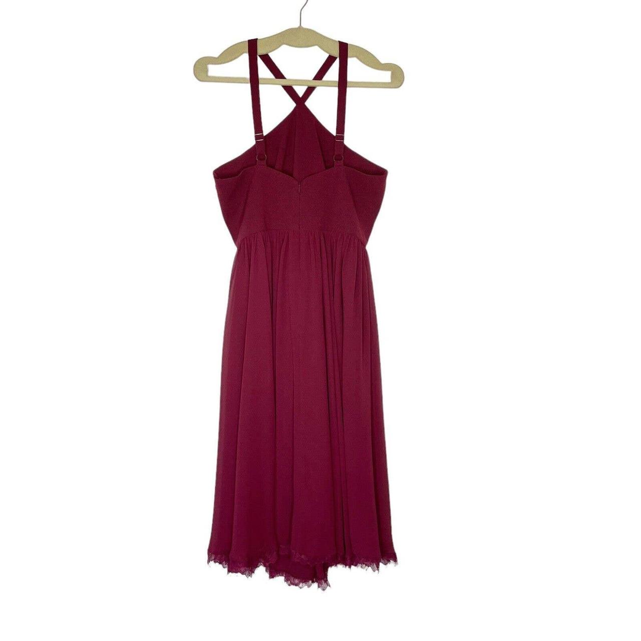 Dress The Population Burgundy Knee Length Dress Lace... - Depop