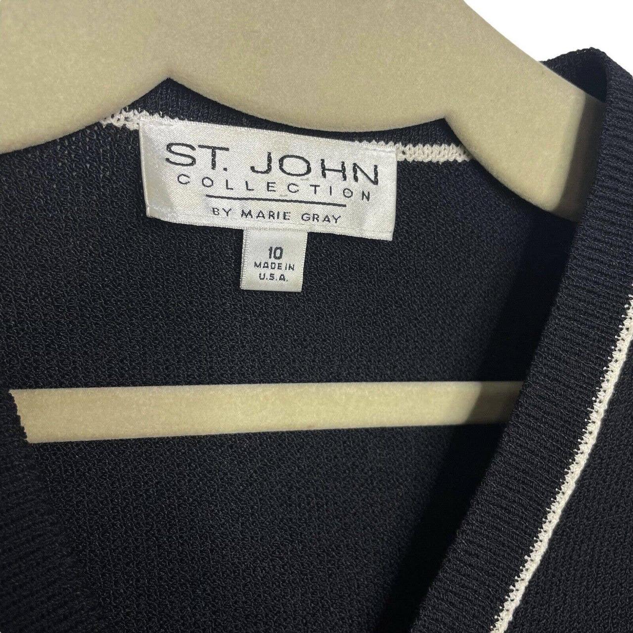 St. John Collection Marie Gray Knit Cardigan Jacket... - Depop