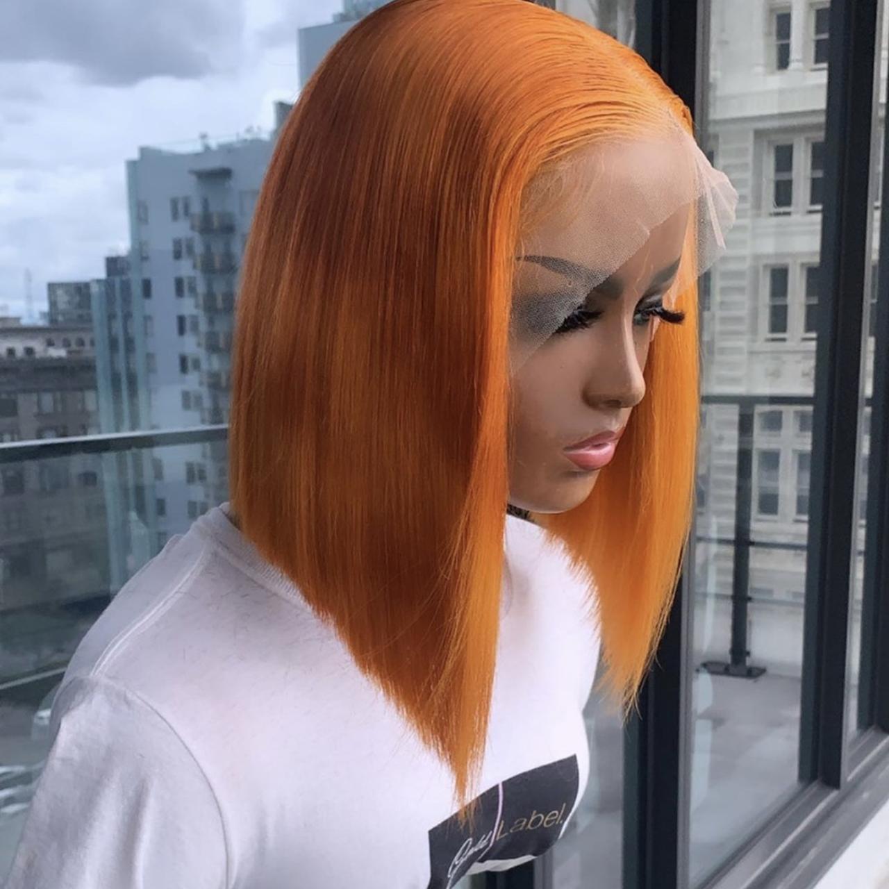 orange bob lace front wig