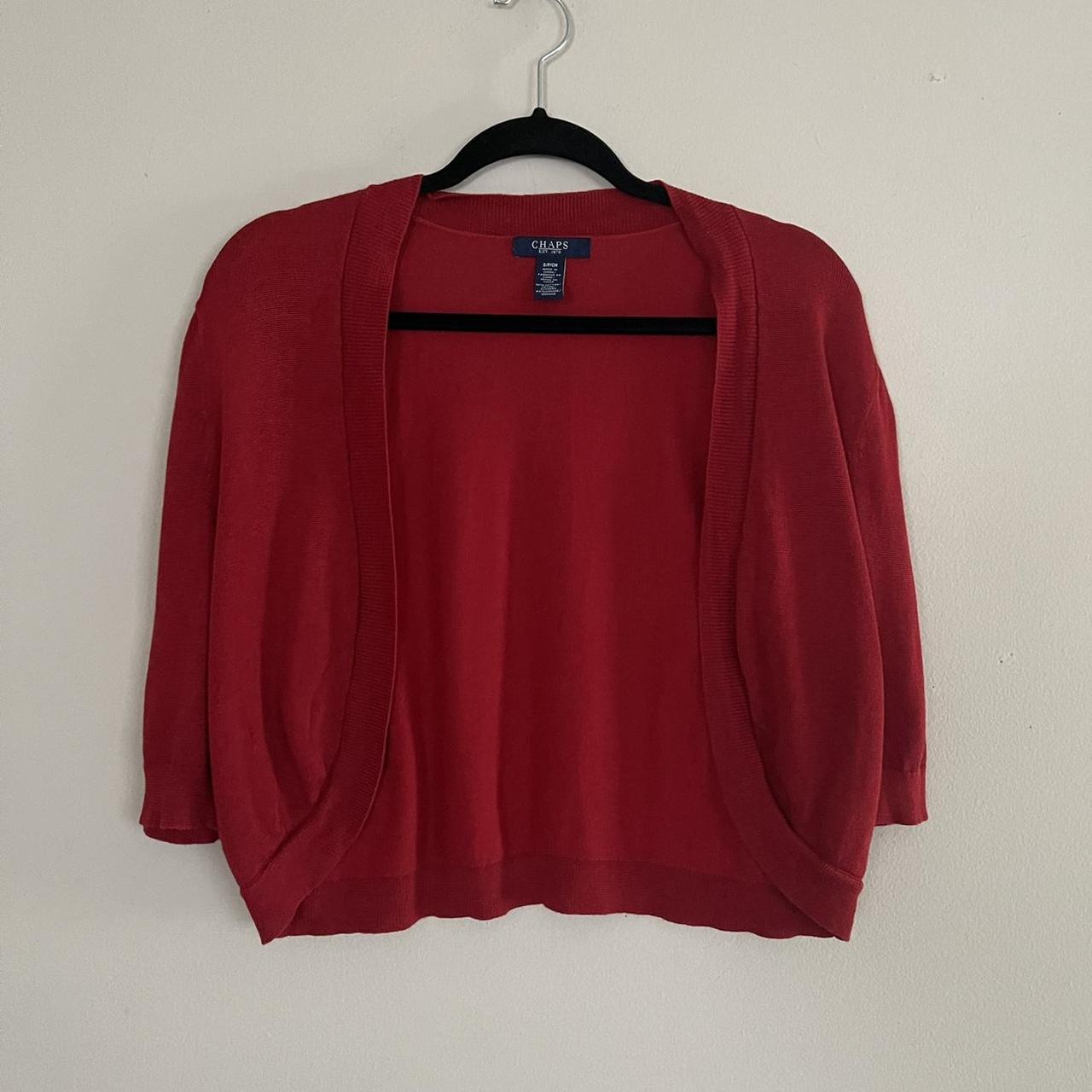 Chaps Women's Red 3 4 Sleeve Cardigan Size - Depop