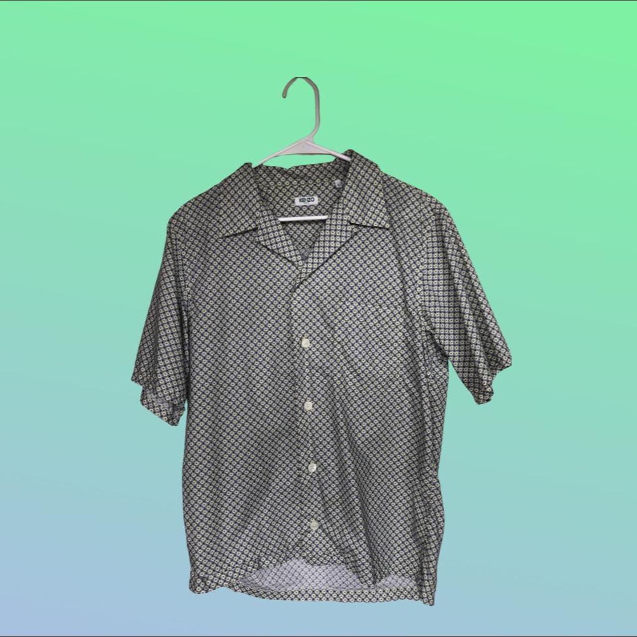 Kenzo Yellow and Blue Monogram Shirt size large,... Depop