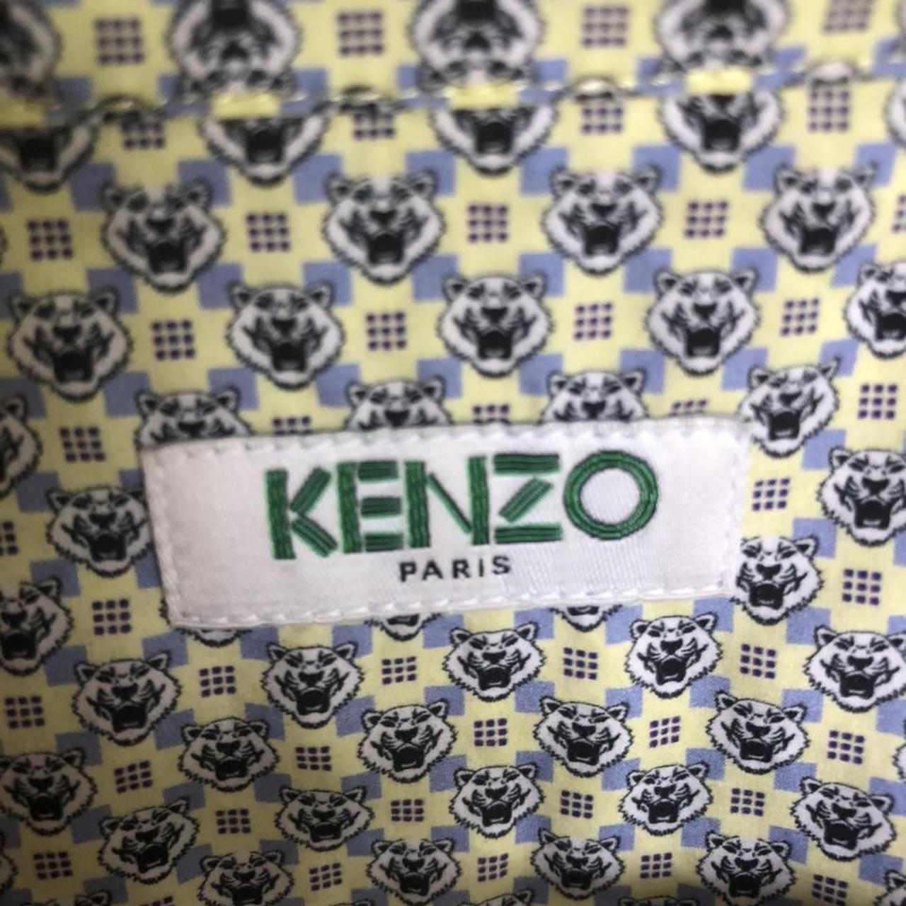 Kenzo Yellow and Blue Monogram Shirt size large,... - Depop