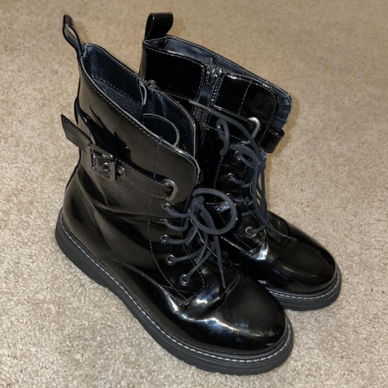 vinyl combat boots