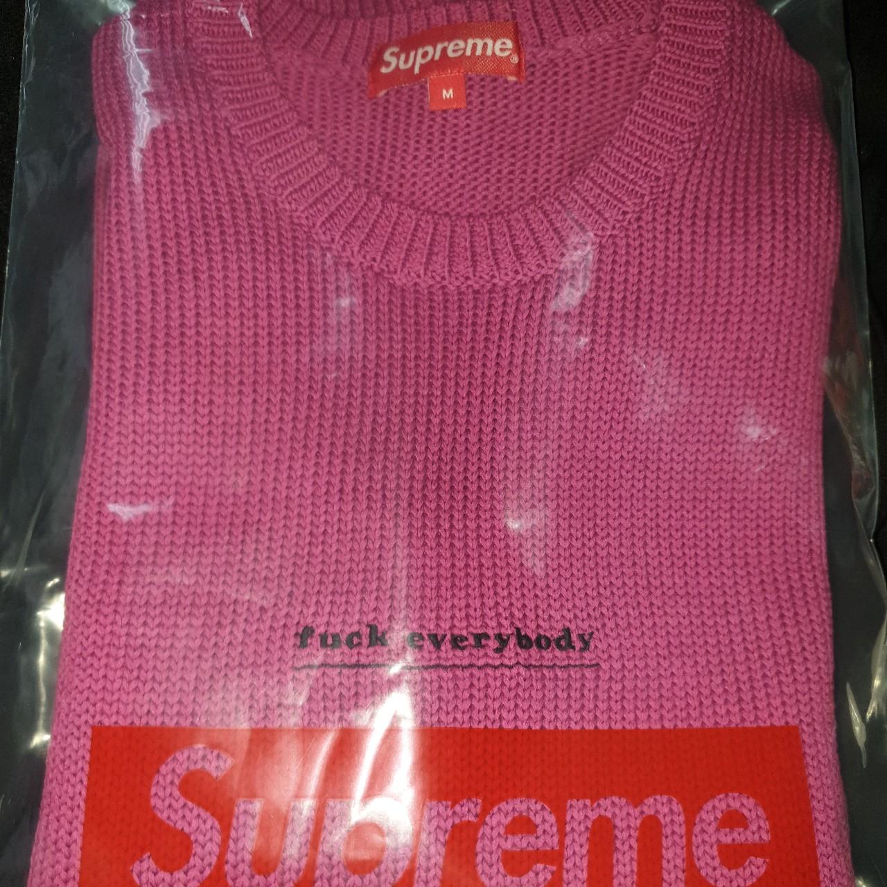 Supreme fuck everybody magenta sweater Size Medium - Depop