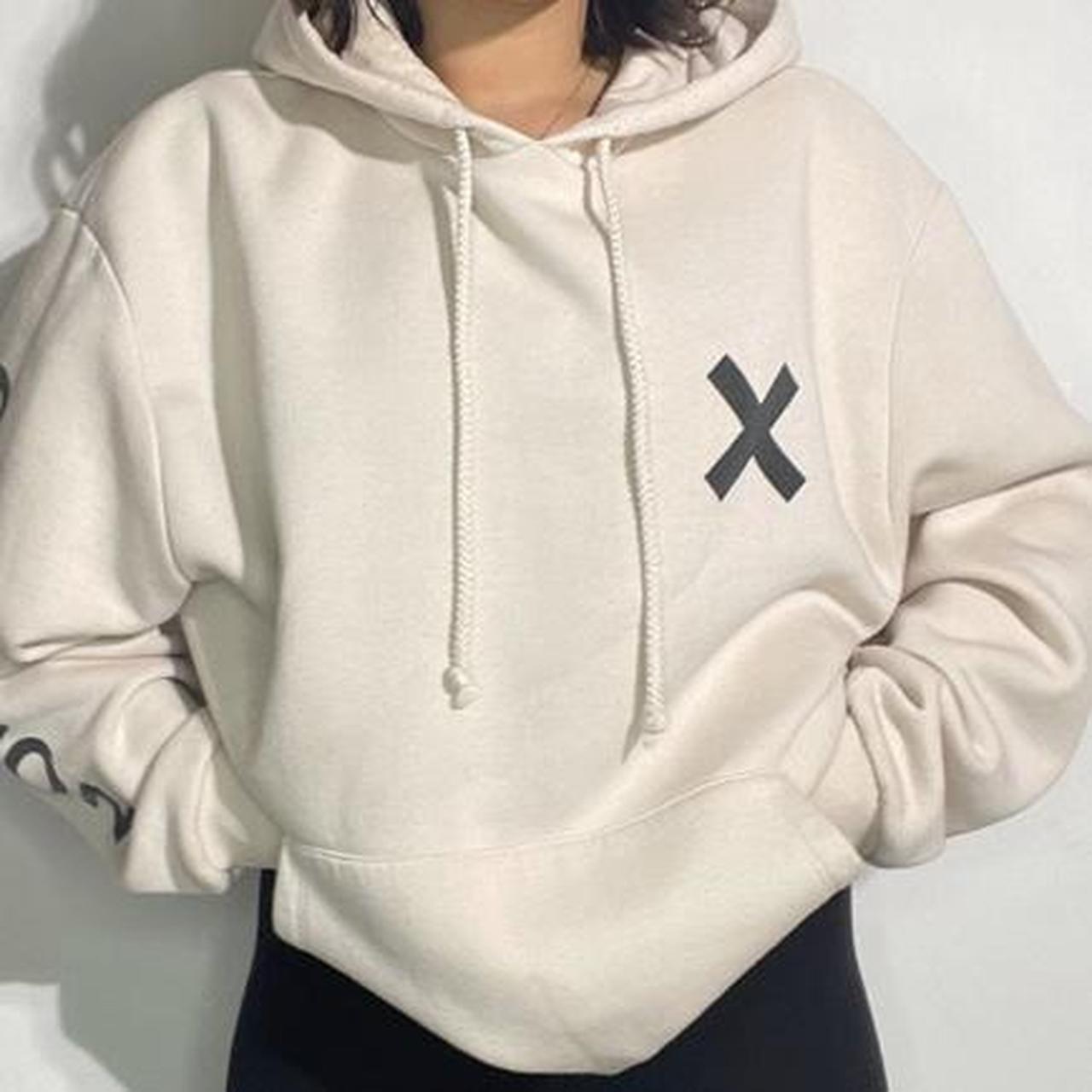 COLLUSION Unisex Logo Hoodie in Off-White