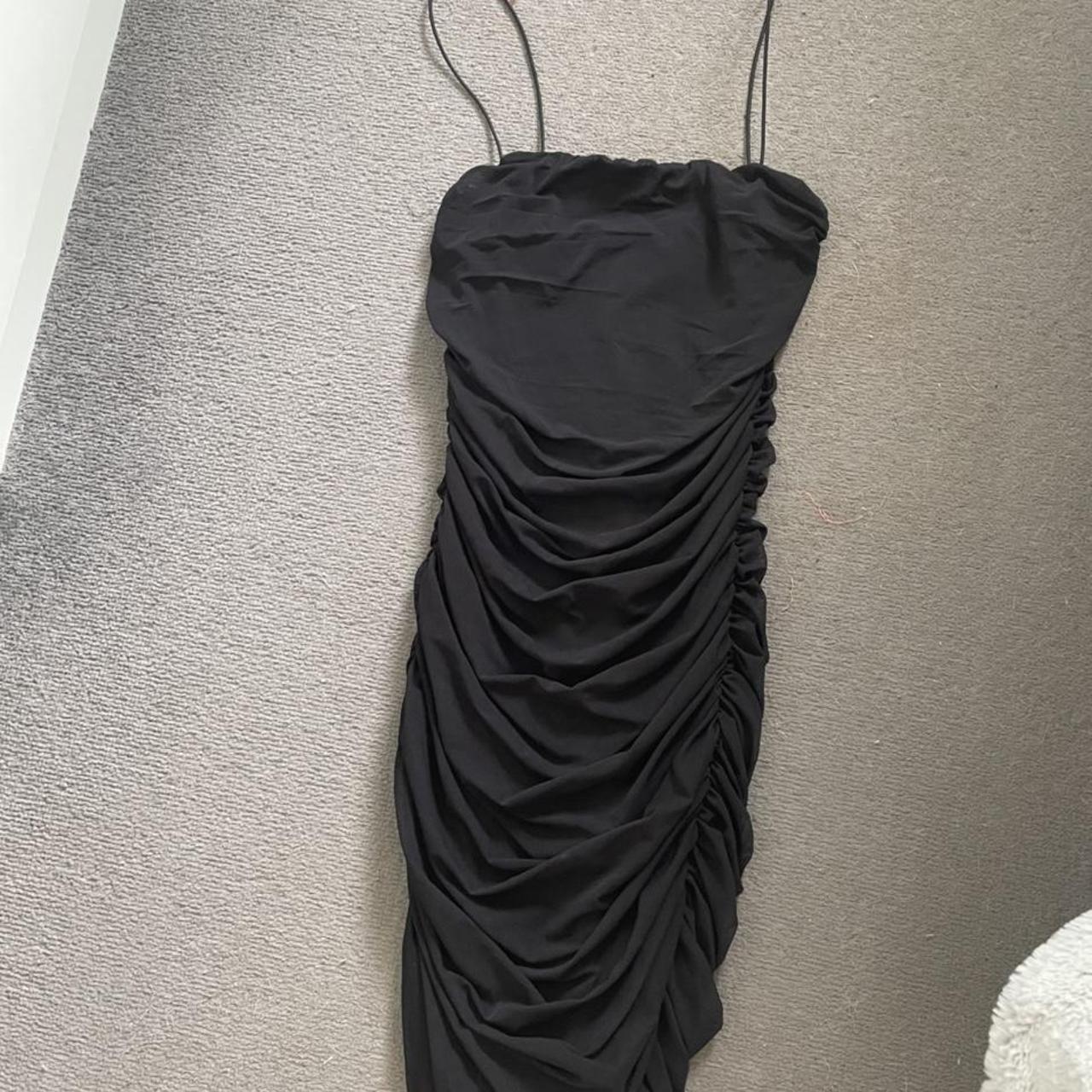 Oh polly ruched black spaghetti strap dress Worn... - Depop
