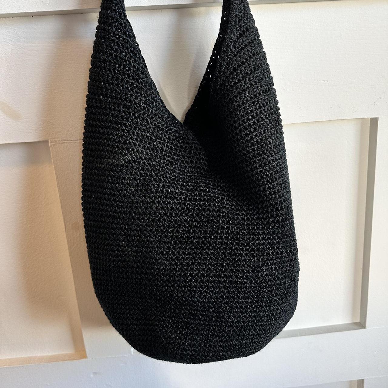 The Sak Black Woven Shoulder Bucket Bag Purse... - Depop