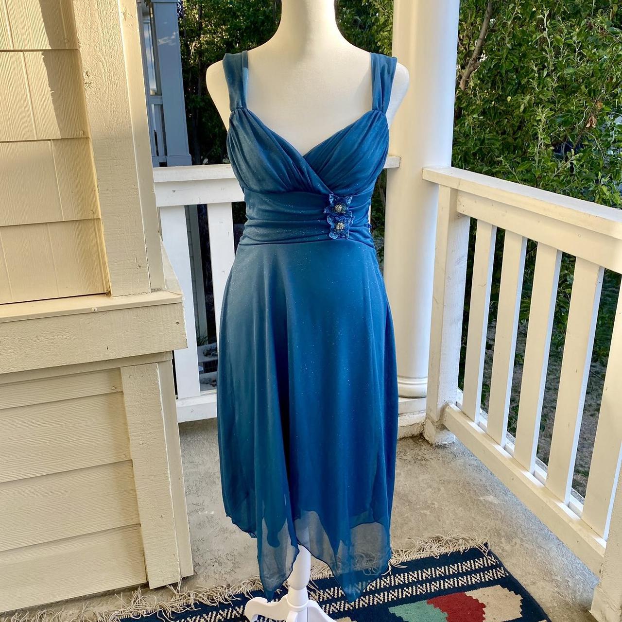 Vintage shops Y2K Blue Asymmetrical Midi Dress