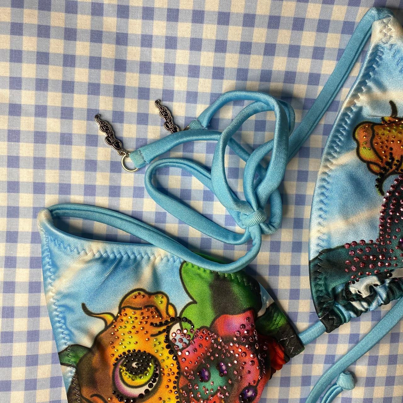 🐟🦋🩵 Vintage Y2K ED HARDY Koi Fish Bedazzled Bikini | Depop