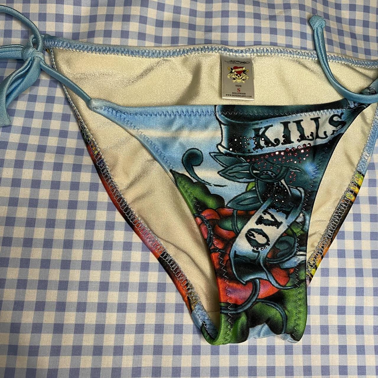 edhardy ビキニ　#1 🐟🦋🩵 Vintage Y2K ED HARDY Koi Fish Bedazzled Bikini | Depop