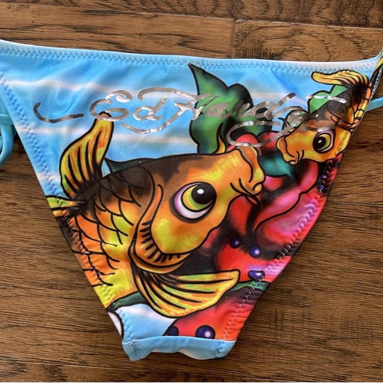 🐟🦋🩵 Vintage Y2K ED HARDY Koi Fish Bedazzled Bikini | Depop