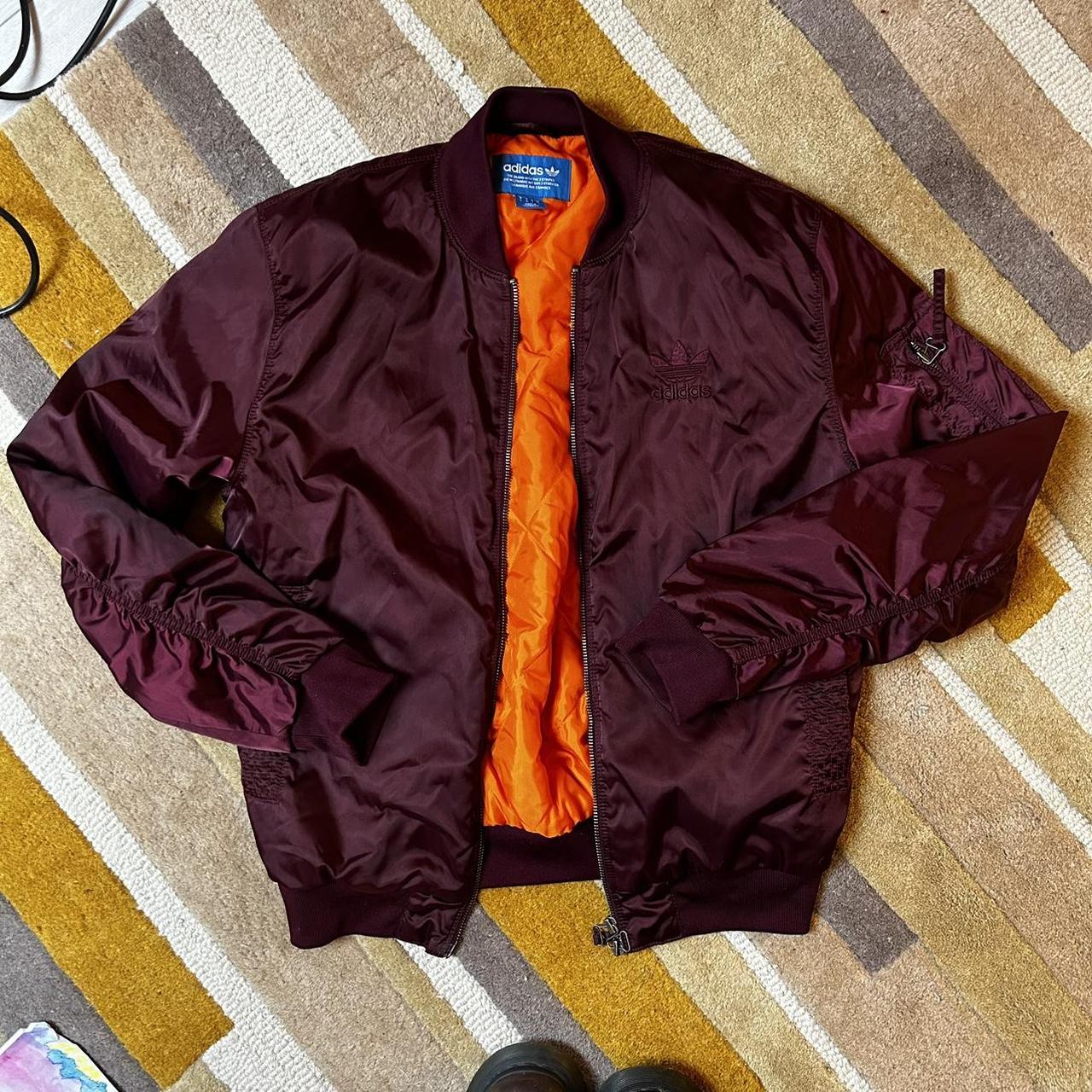 Burgundy adidas best sale bomber jacket