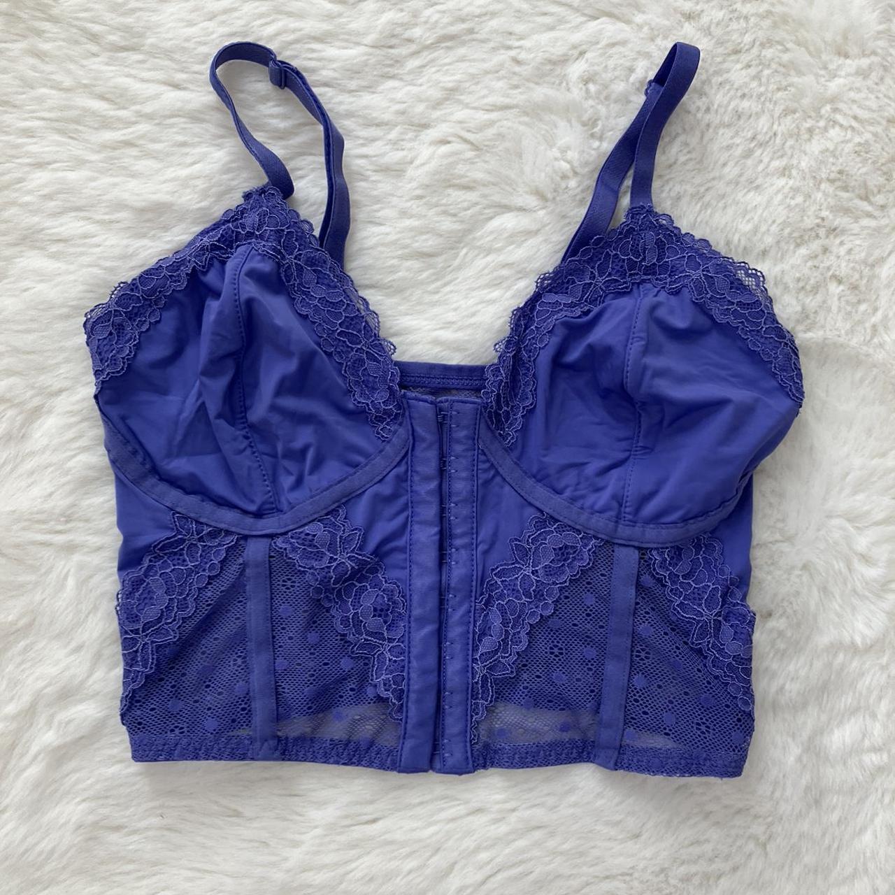 blue corset style lingerie going out top size xs Depop