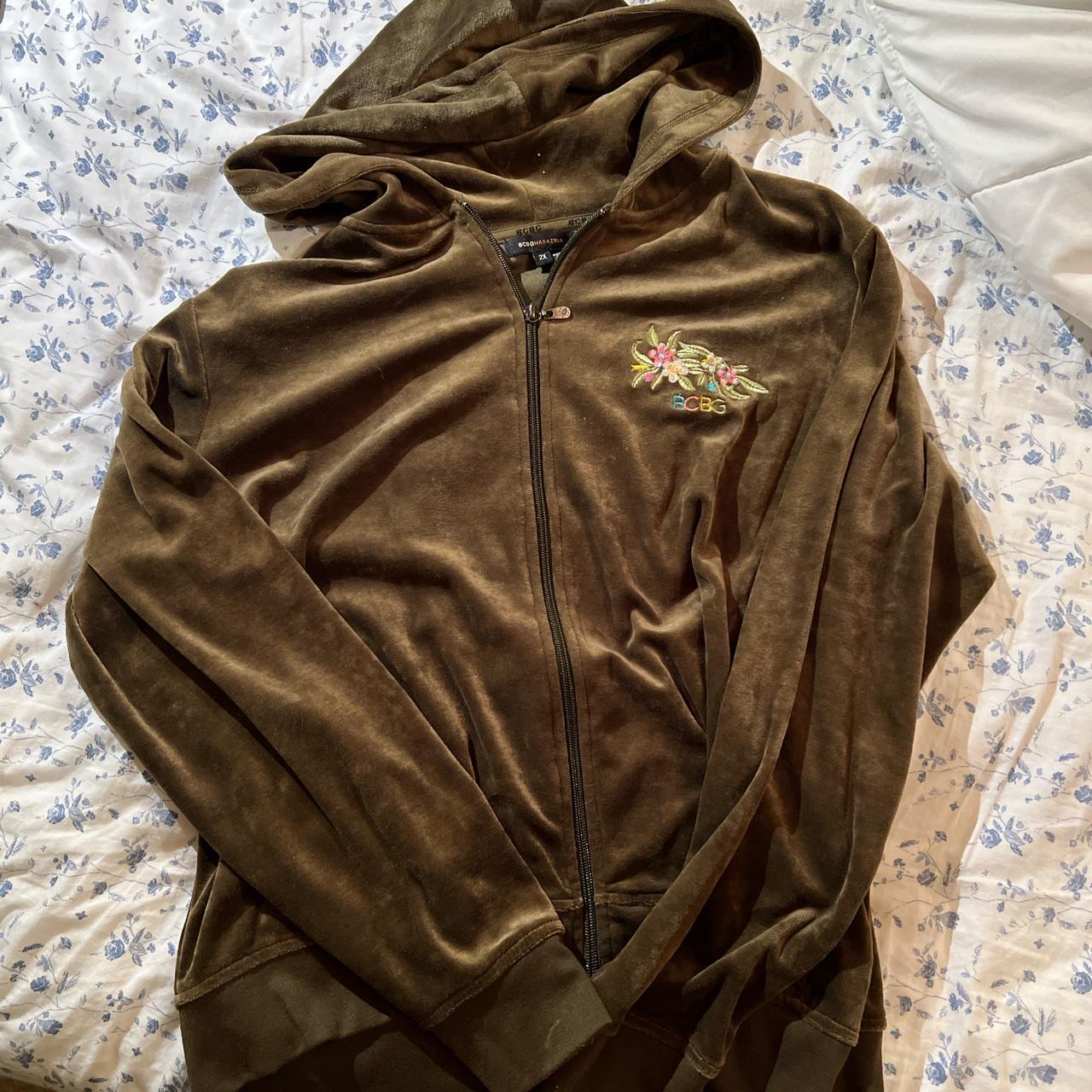 super cool velour BCBG y2k zip up hoodie with Depop