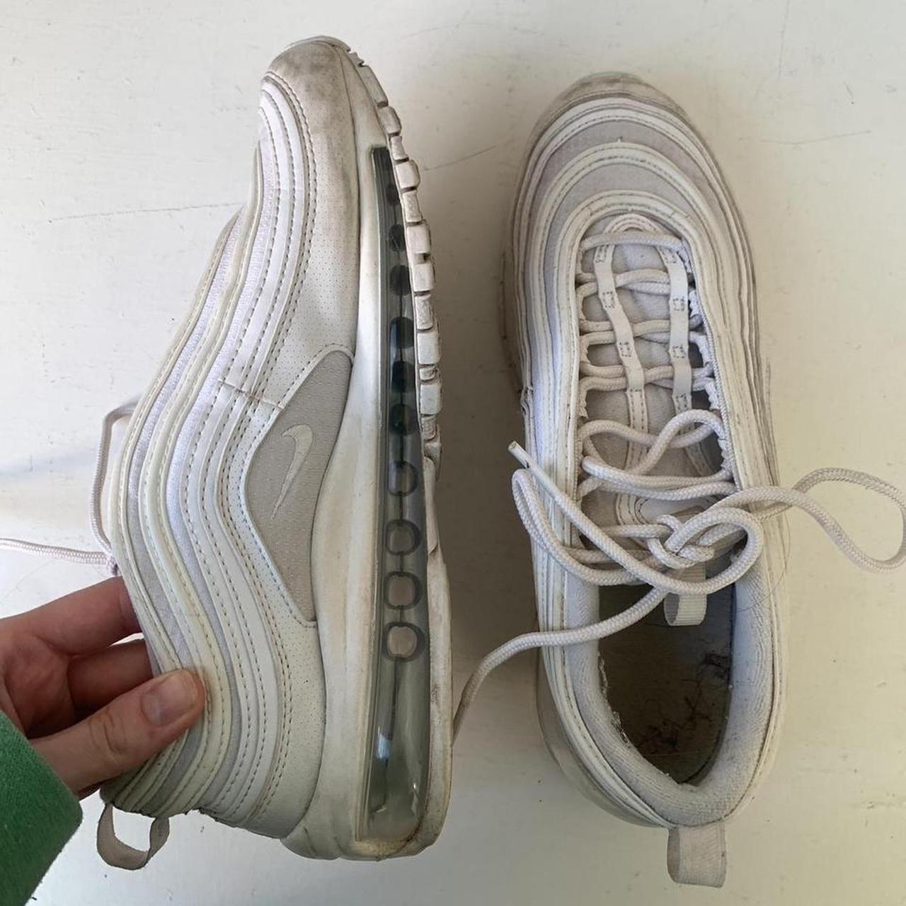 Nike air max 97 white size 6 Barely worn. Few marks Depop