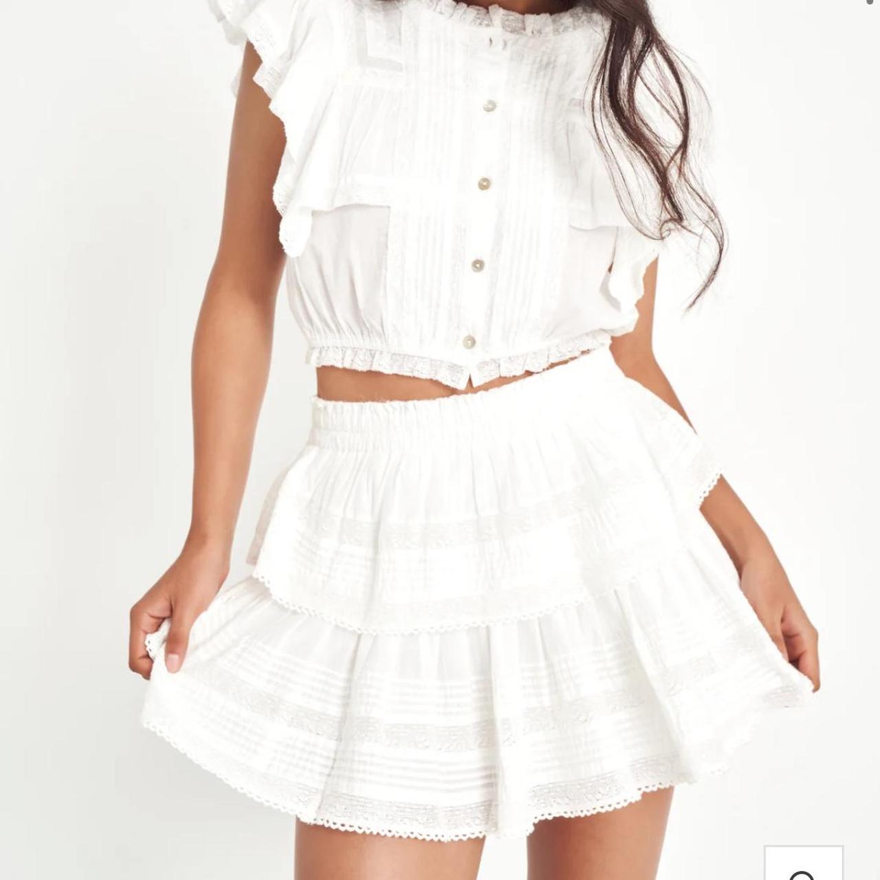 Loveshackfancy Ruffle Mini Skirt white size M Depop