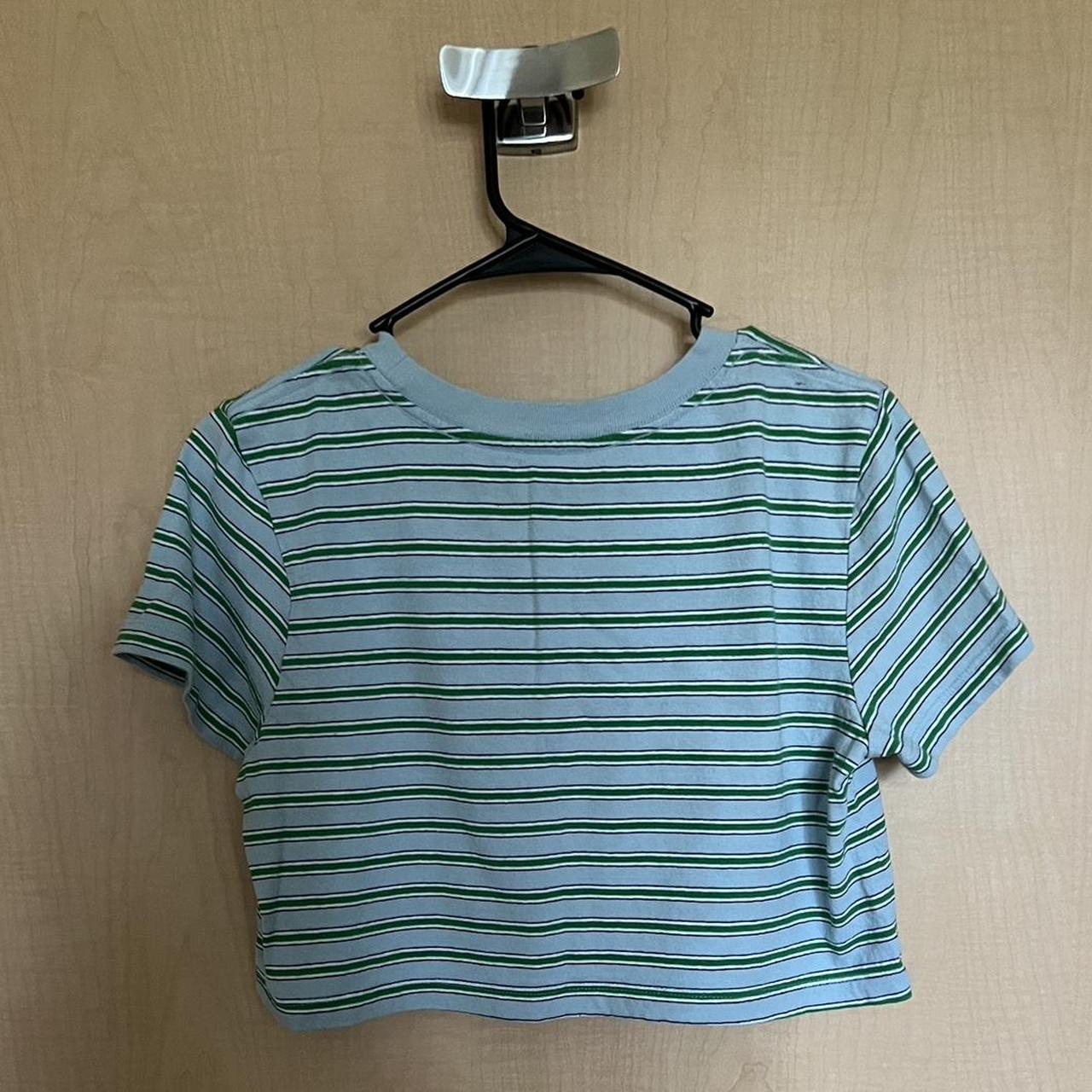 striped urban outfitters crop top tshirt. lightly... - Depop