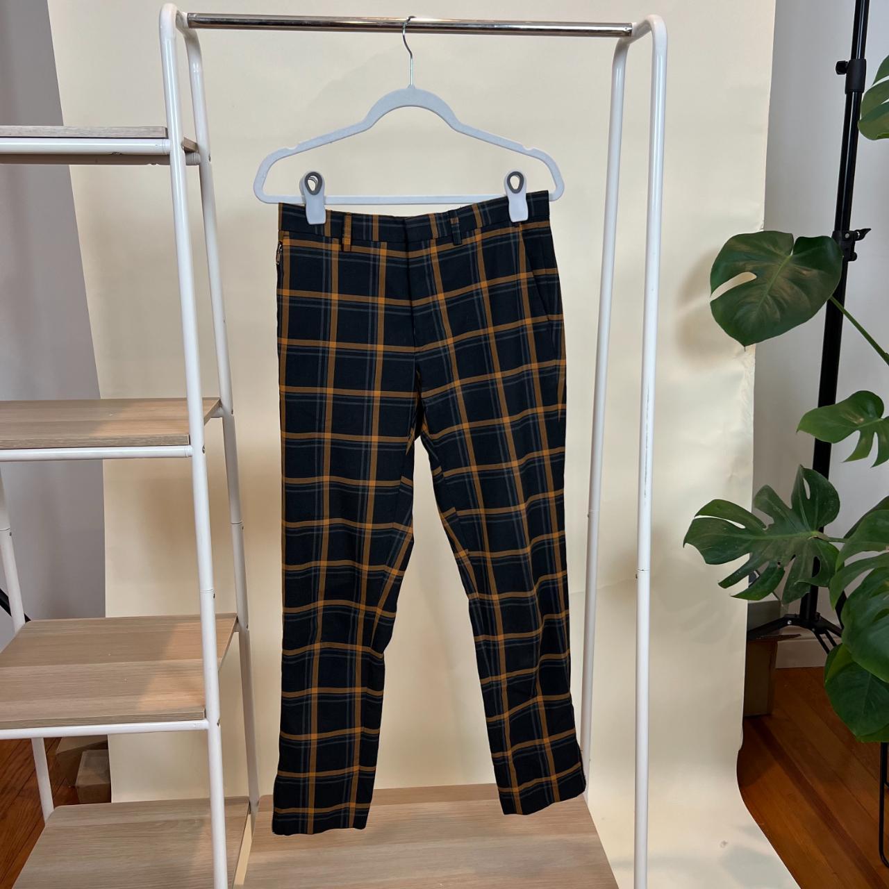 ZARA man - orange/black plaid pants (size 30) - Depop