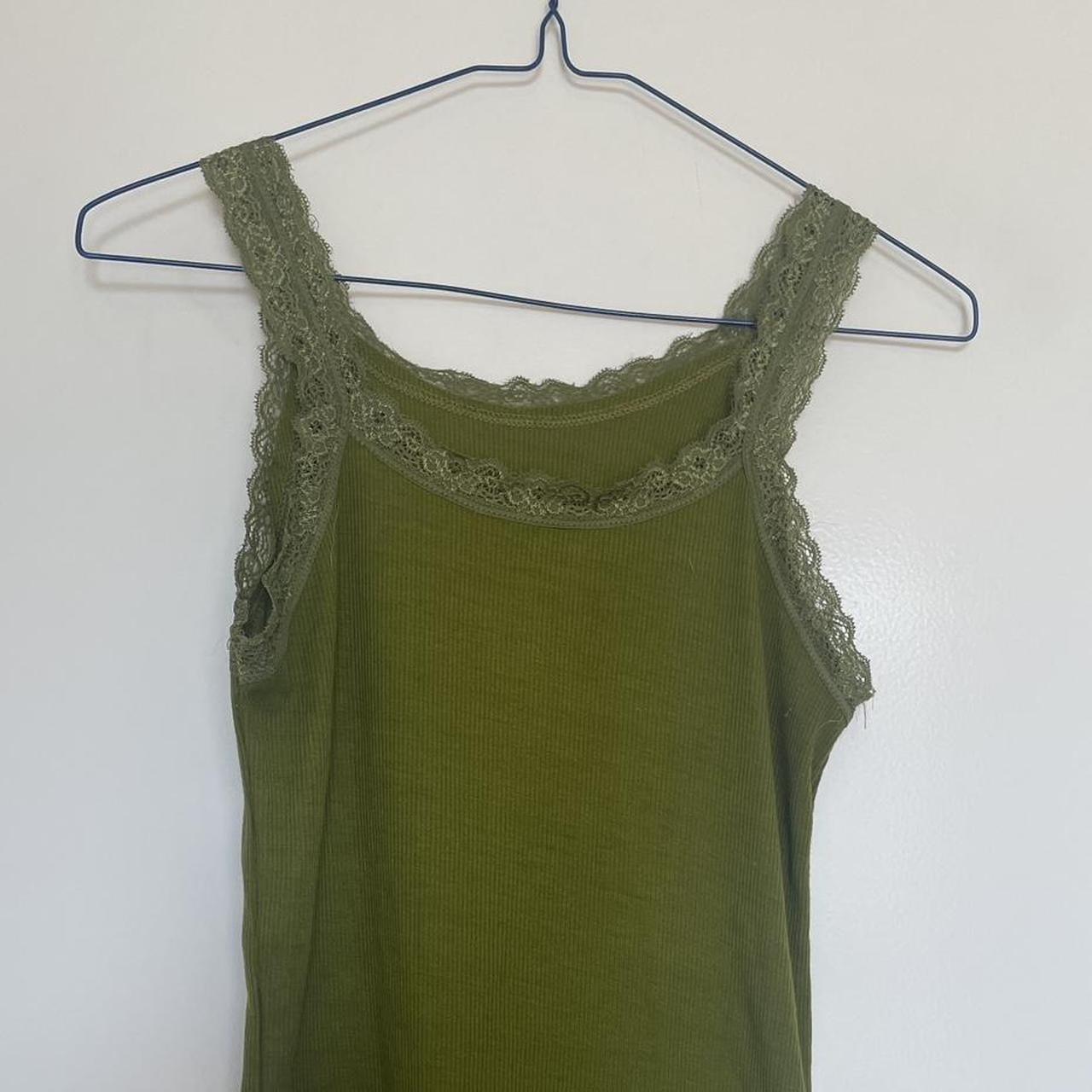 lace camisole in army green, not cropped - good long... - Depop