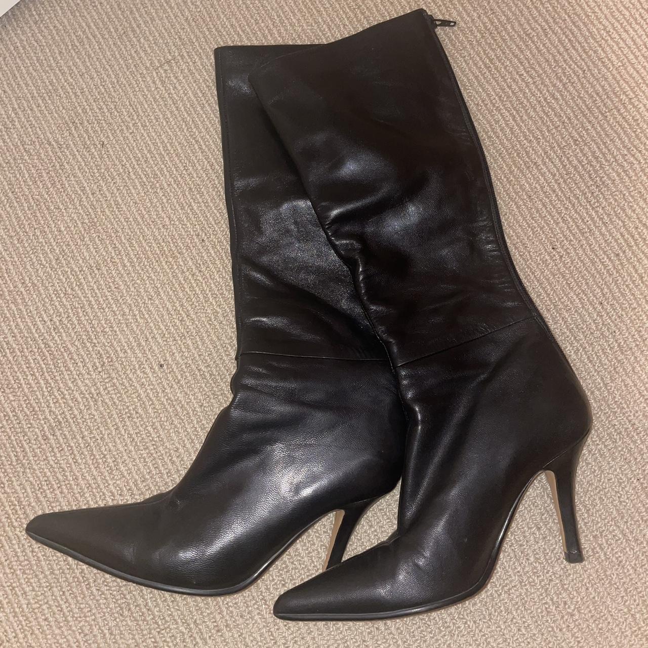 Leather Italian leather knee high boots! Super hot... - Depop