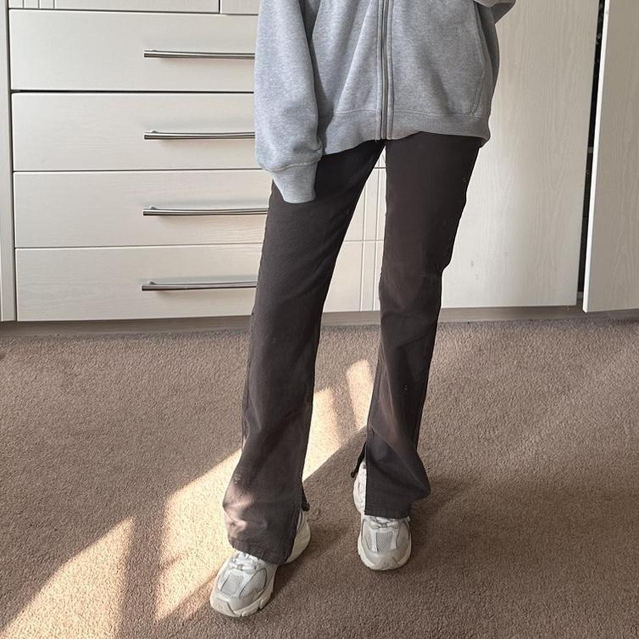 Zara 90s brown jeans with split hem Size EU 36 Depop