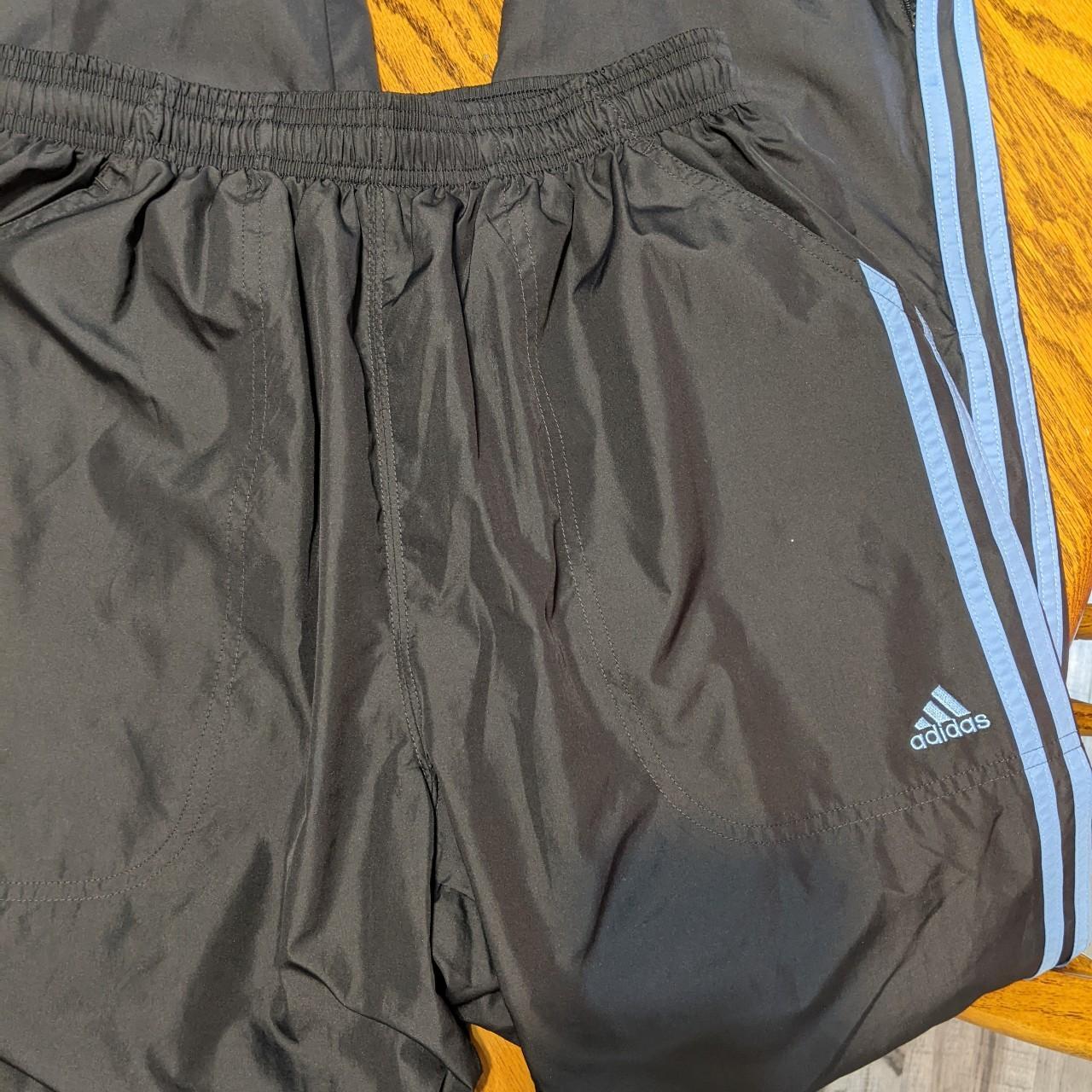 Y2K Adidas Blue Track Pants- Swishy Zipper down leg-... - Depop