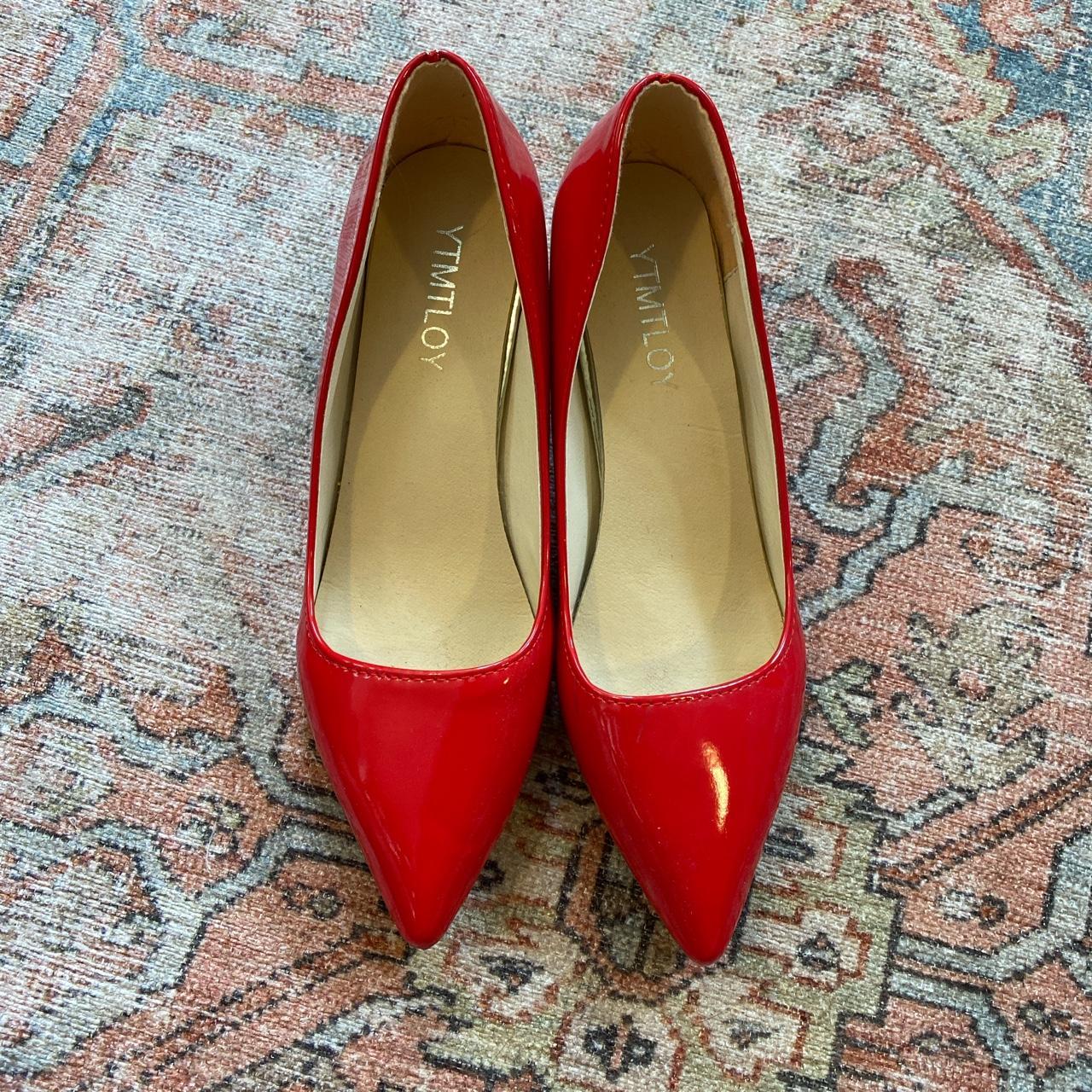 red pointed block heels remind me of repetto ballet... - Depop