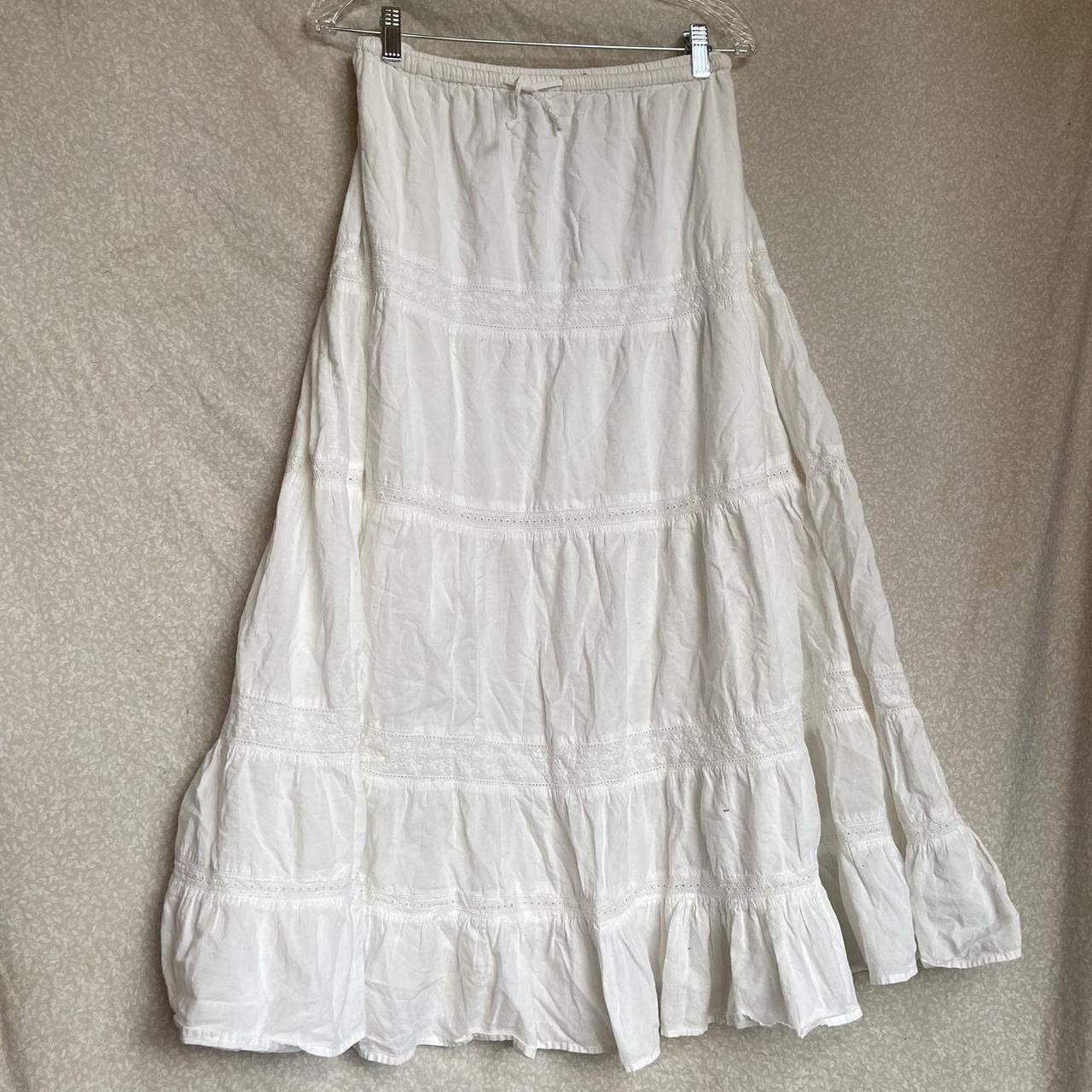 St. John’s bay white maxi skirt Drawstring... - Depop