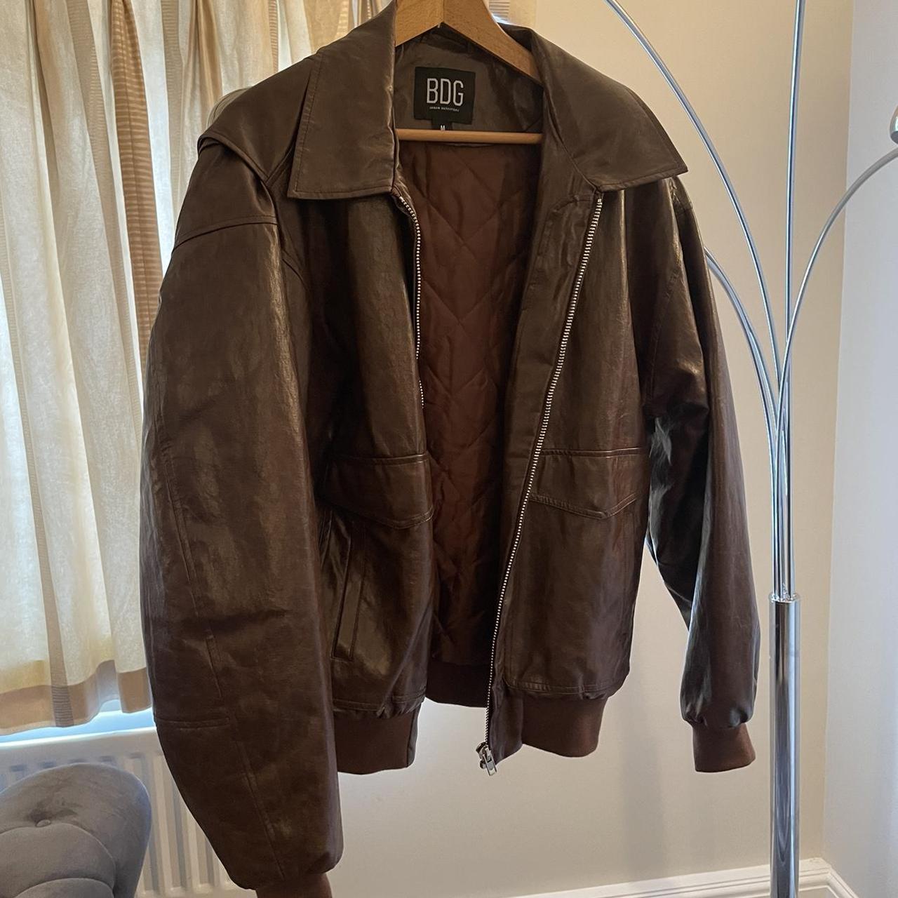 Reclaimed vintage brown leather jacket, flight style... - Depop