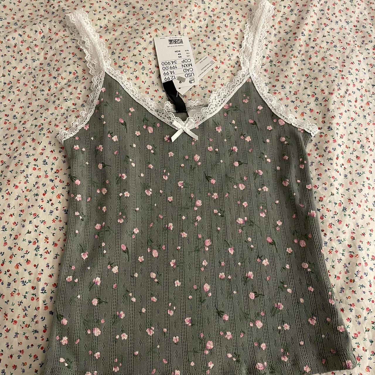 H&M Women's Pink and Grey Vest Depop