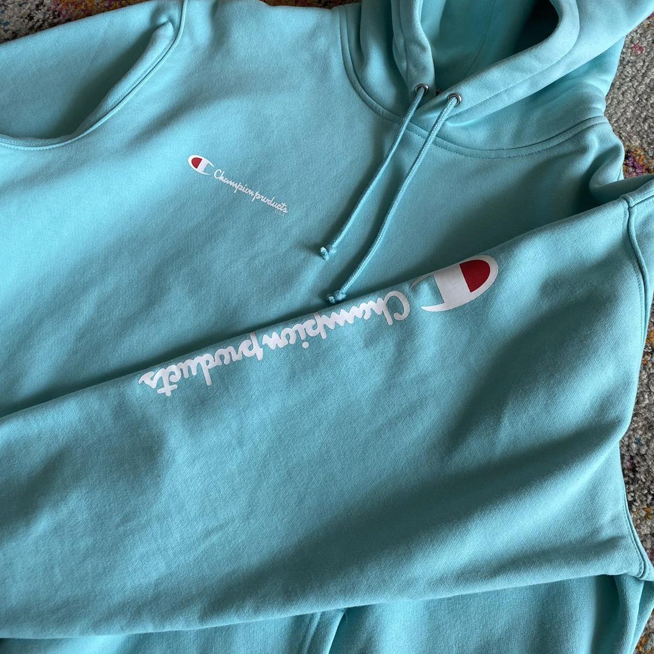 Supreme x Champion Hoodie Hooded Sweater FW16 Light Aqua Blue Medium