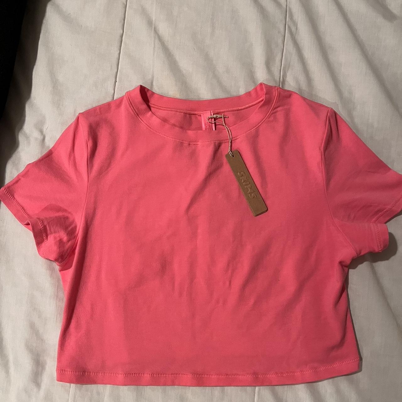 SKIMS COTTON JERSEY SUPER CROPPED TSHIRT SUGAR... Depop