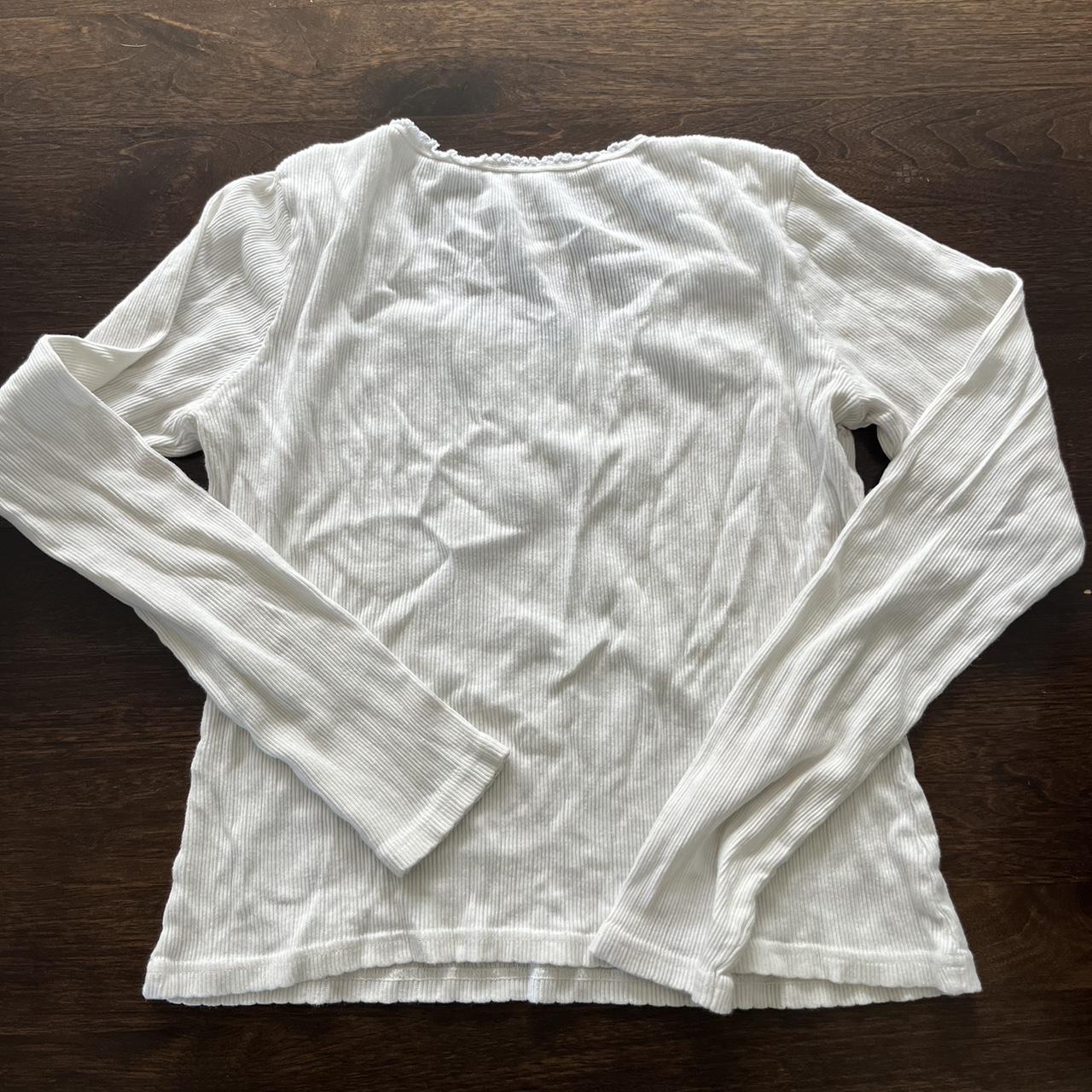 Brandy Melville white long sleeve Sonia thermal top - Depop